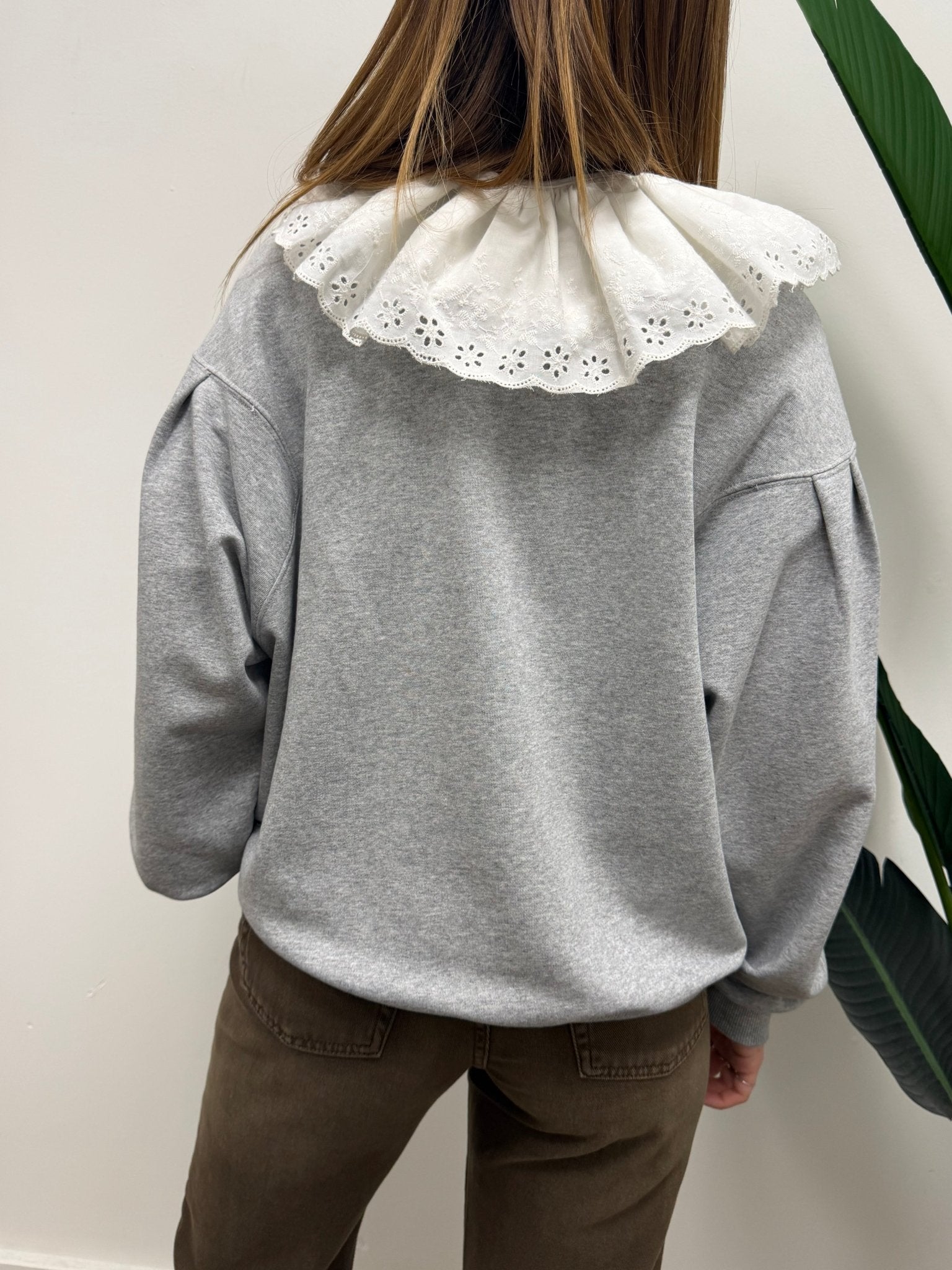 Felpa garzata con collo in sangallo Tensione In - GiuGiò | Shop online