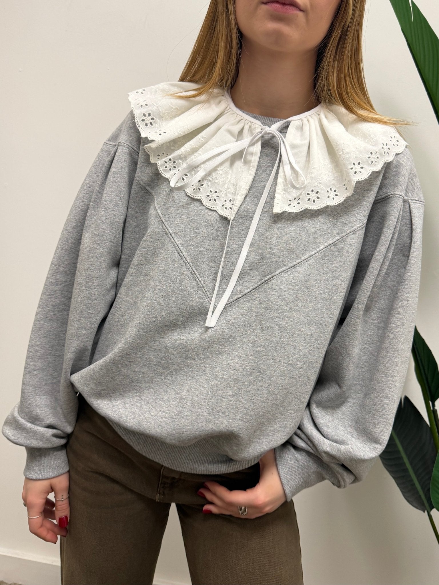 Felpa garzata con collo in sangallo Tensione In - GiuGiò | Shop online