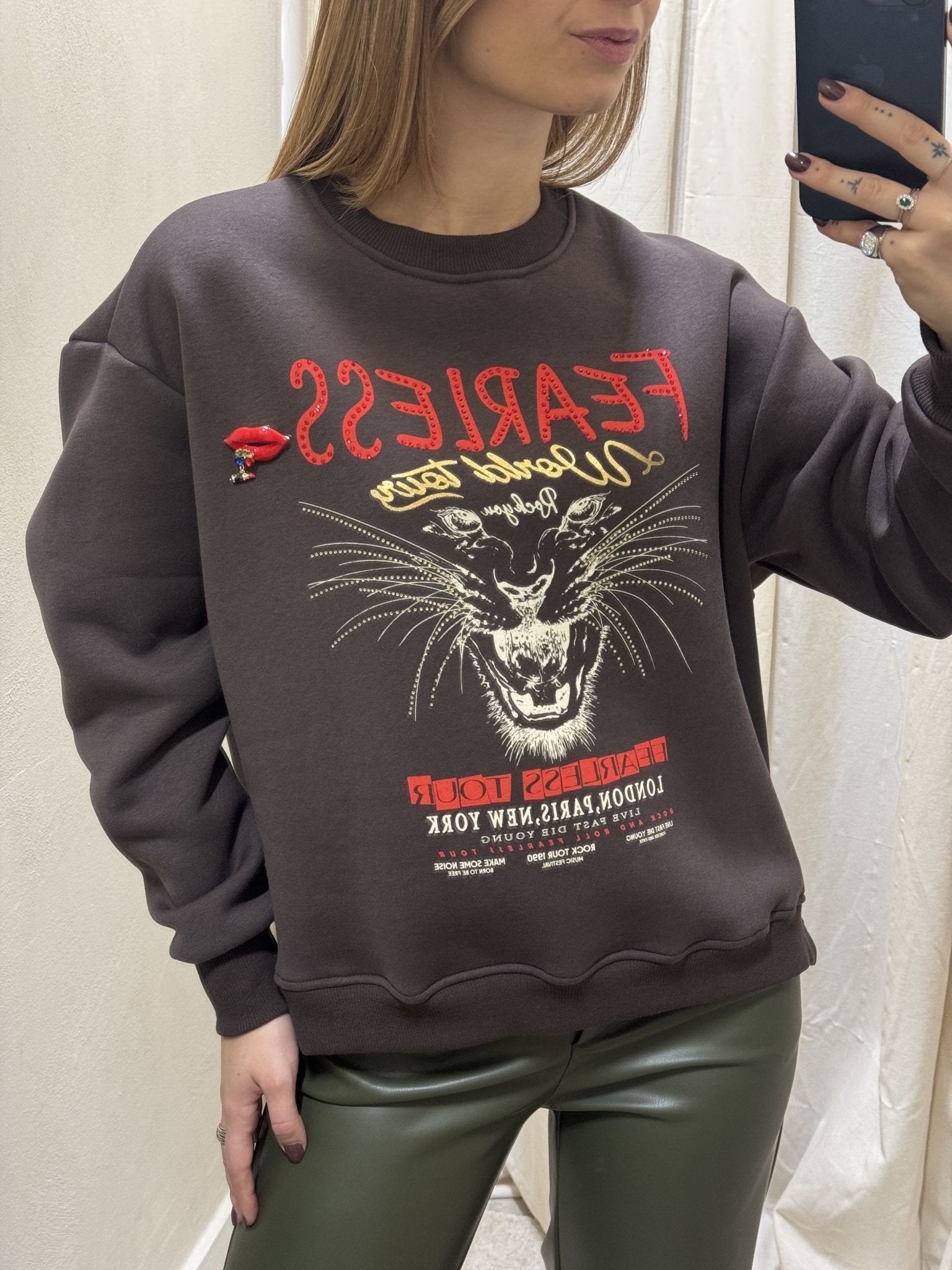 Felpa girocollo stampa tigre Susy Mix - GiuGiò | Shop online