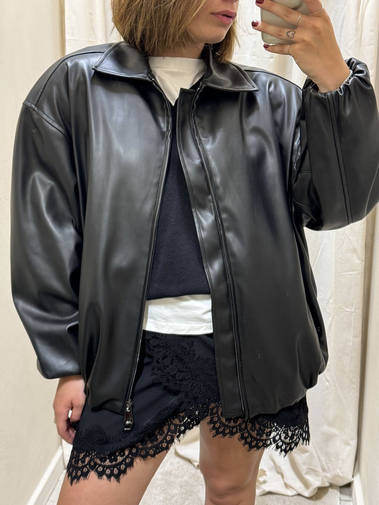 Giacca bomber over in ecopelle Tensione In - GiuGiò | Shop online