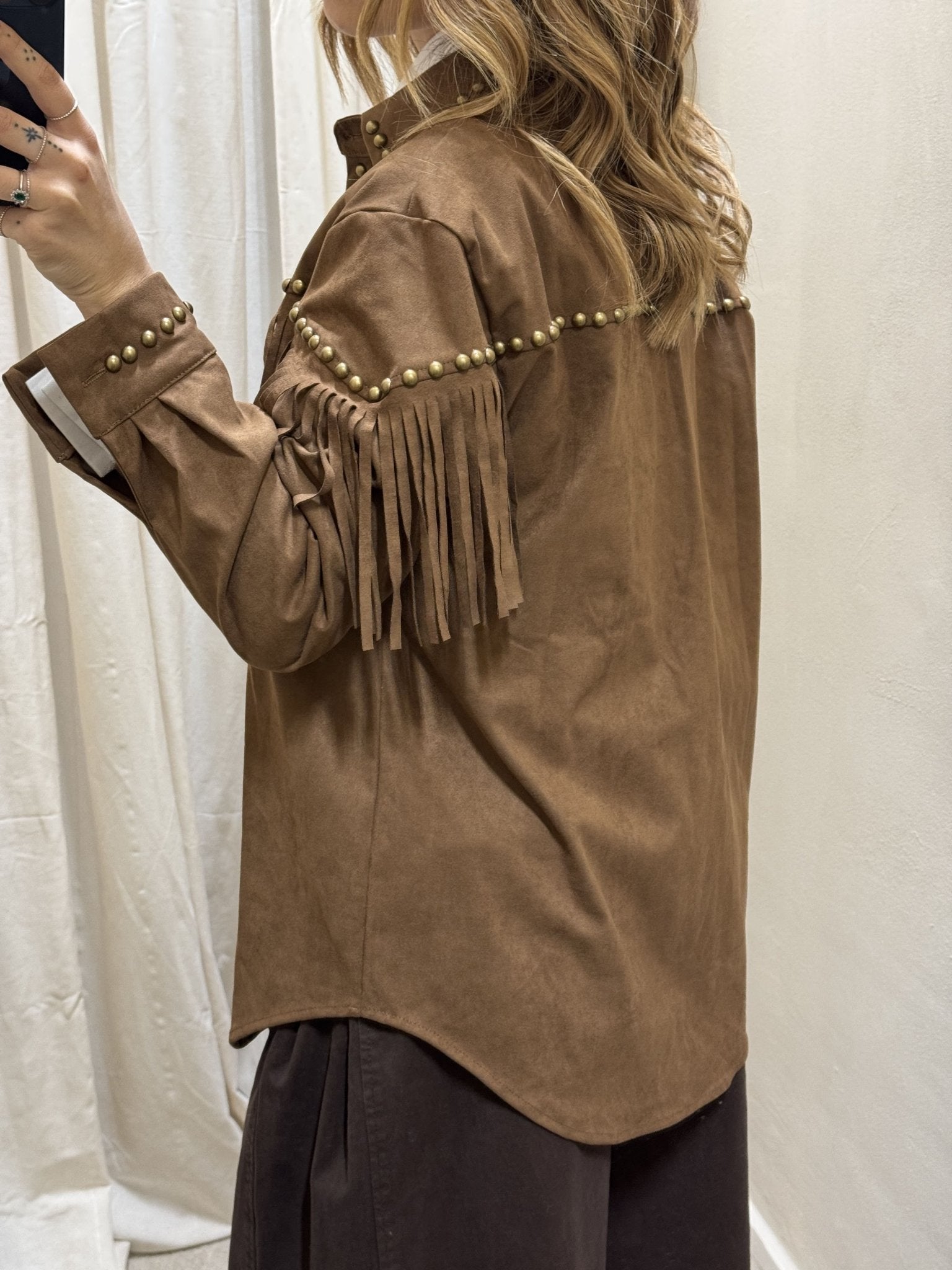 Giacca camicia con frange e borchie Susy Mix - GiuGiò | Shop online