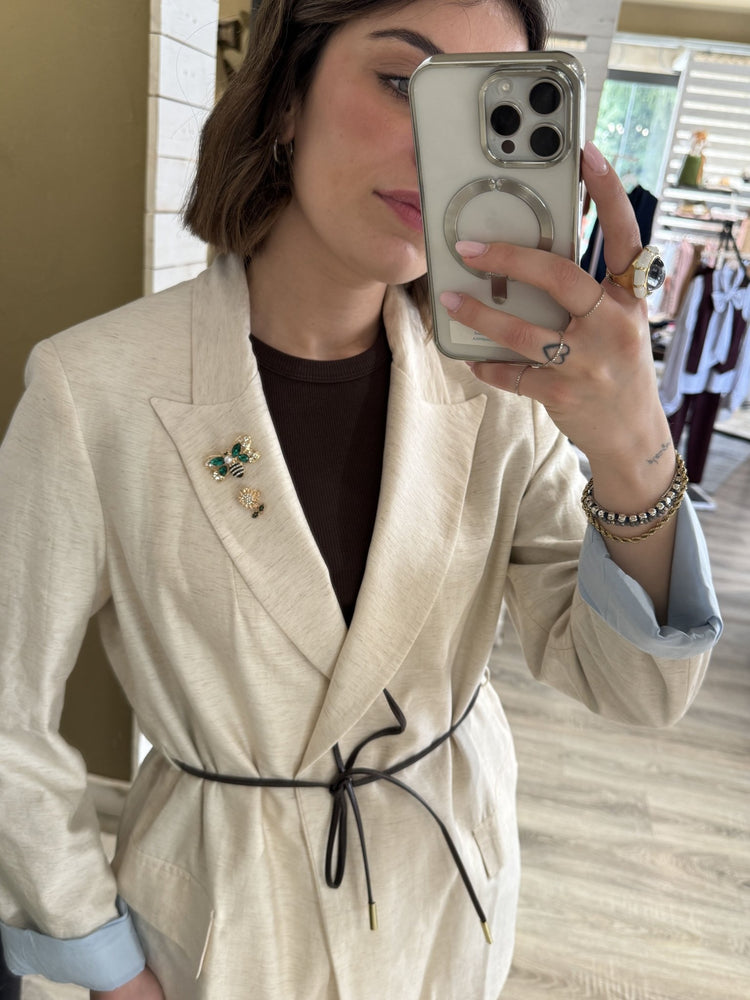 Giacca con cinta e spille Susy mix - GiuGiò | Shop online