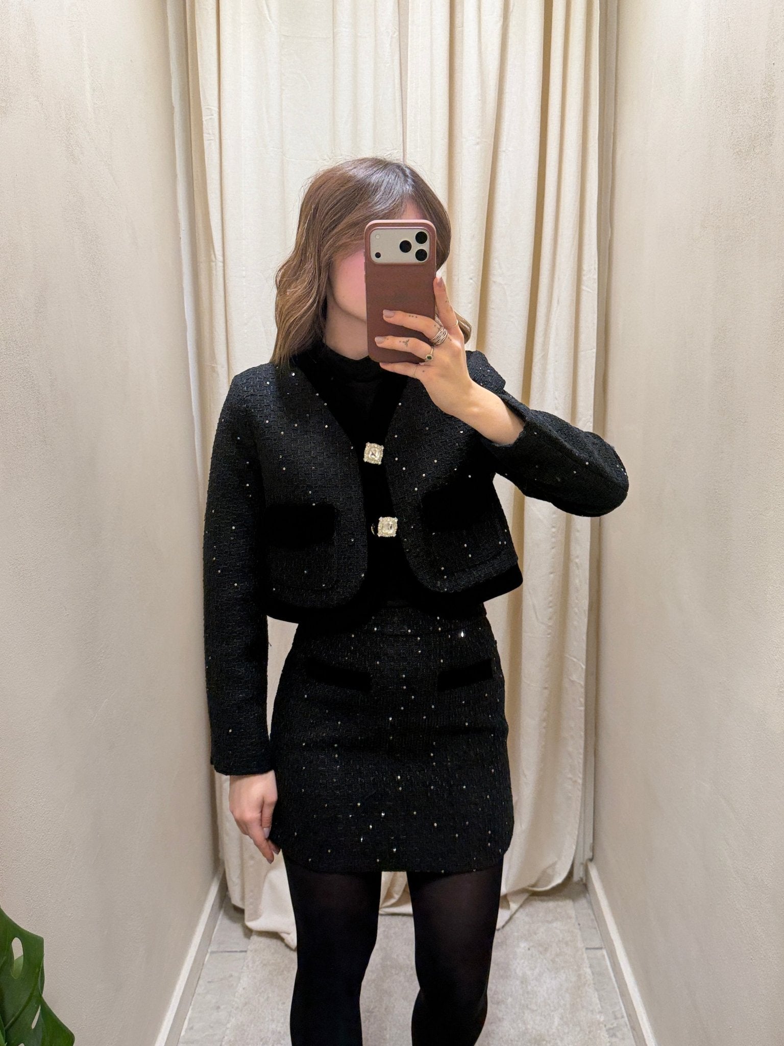 Giacca crop in tweed con inserti paillettes OdìOdì - GiuGiò | Shop online