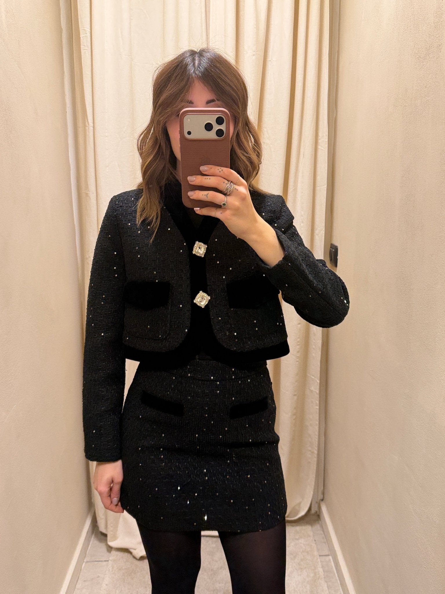 Giacca crop in tweed con inserti paillettes OdìOdì - GiuGiò | Shop online