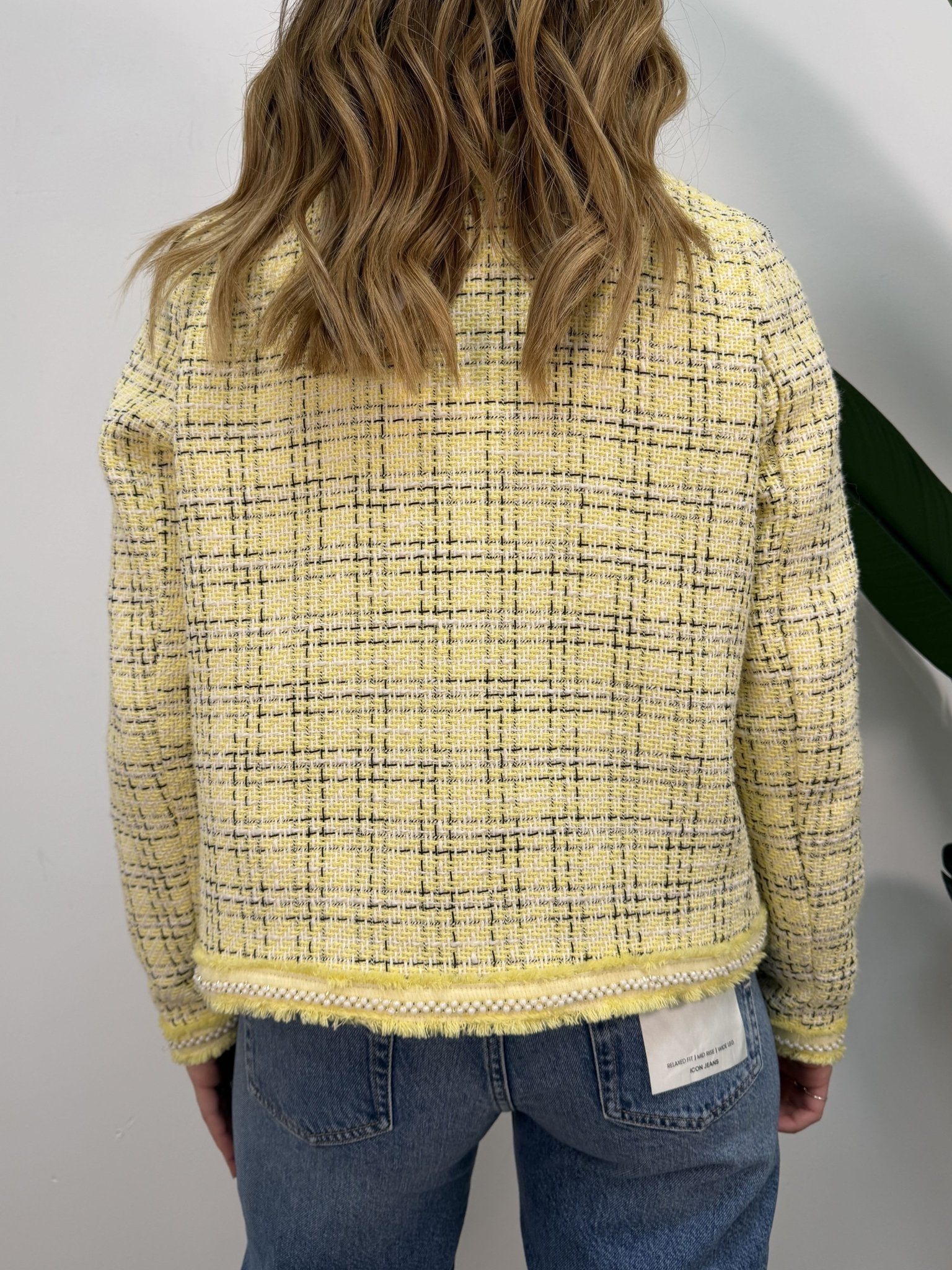 Giacca crop tessuto tweed con applicazione perline VICOLO - GiuGiò | Shop online