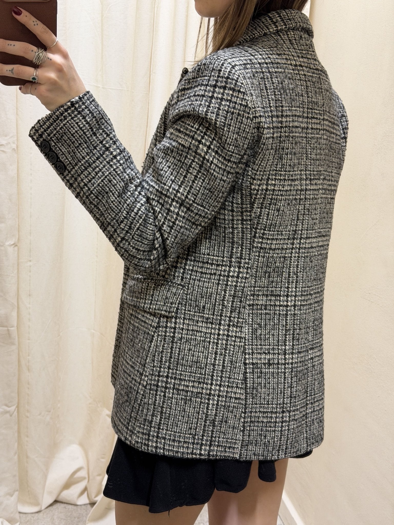 Giacca doppiopetto check grigio con spille Susy Mix - GiuGiò | Shop online