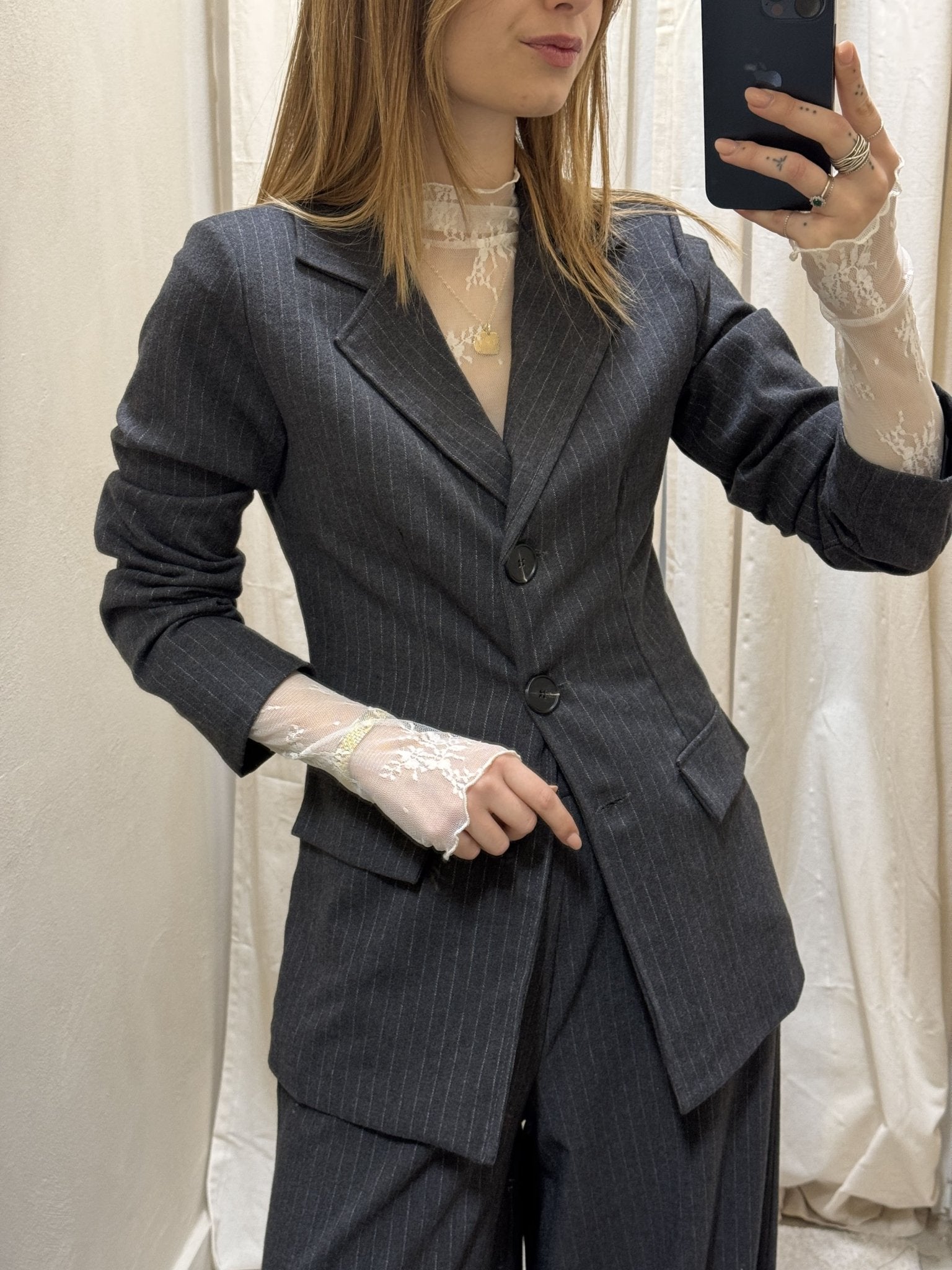 Giacca flanellata 3 bottoni gessata MyD - GiuGiò | Shop online