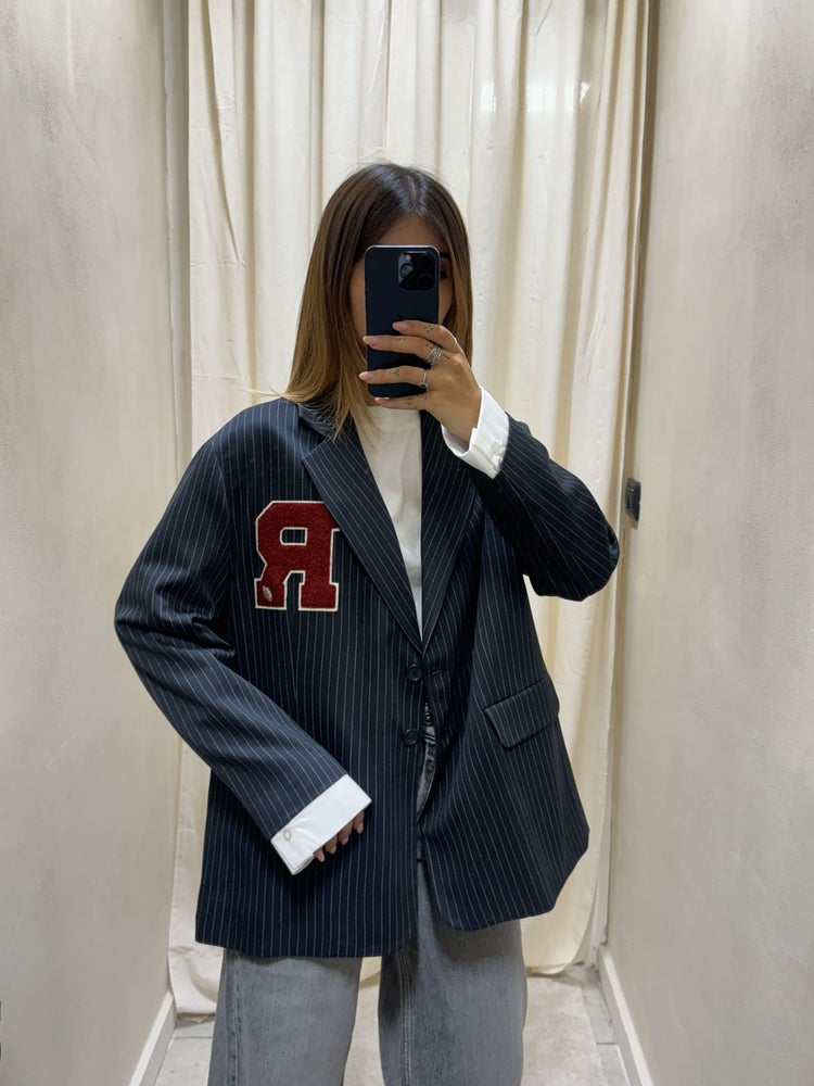Giacca gessata con patch e polso camicia Susy Mix - GiuGiò | Shop online