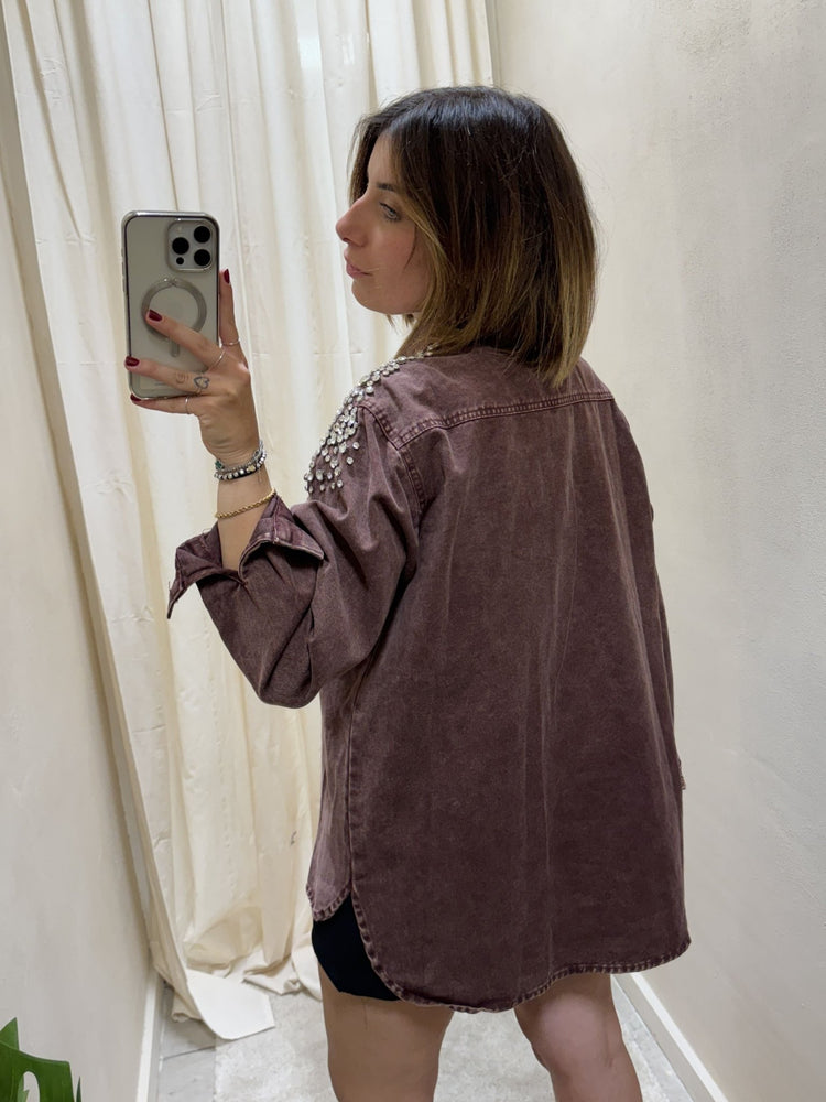 Giacca in denim con strass applicati Susy Mix - GiuGiò | Shop online