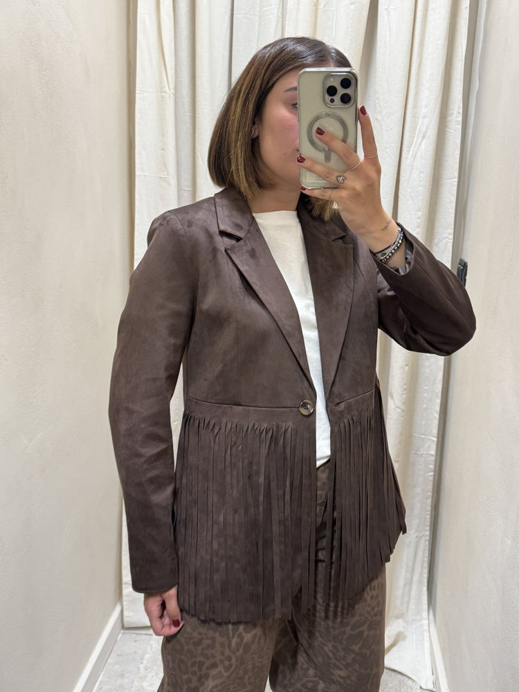 Giacca in ecodainetto con frange Susy Mix - GiuGiò | Shop online