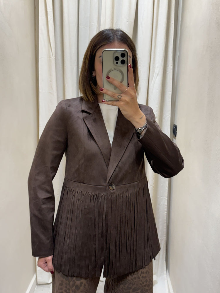 Giacca in ecodainetto con frange Susy Mix - GiuGiò | Shop online