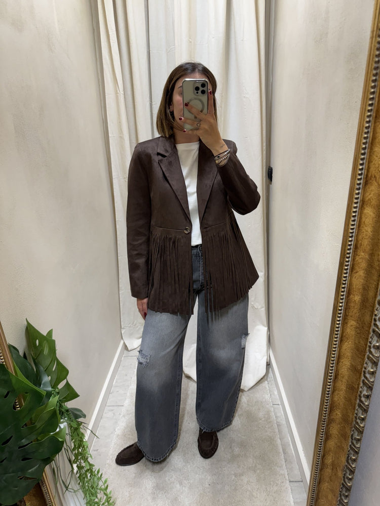 Giacca in ecodainetto con frange Susy Mix - GiuGiò | Shop online