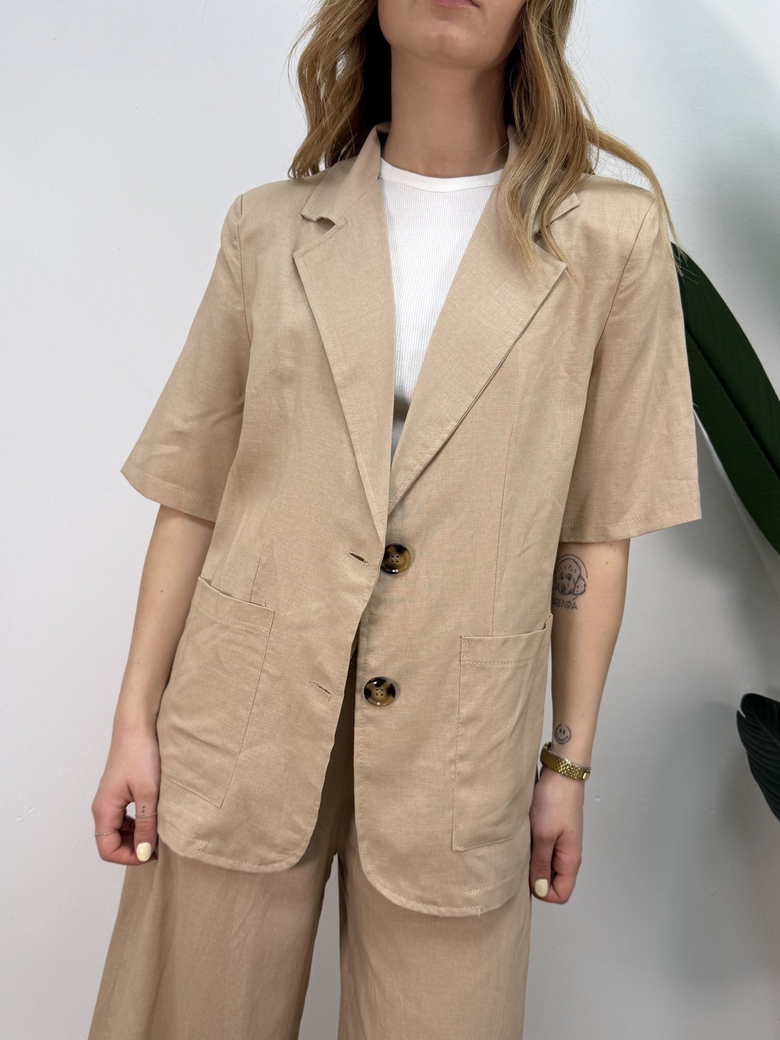 Giacca in lino manica corta con bottoni MyD - GiuGiò | Shop online