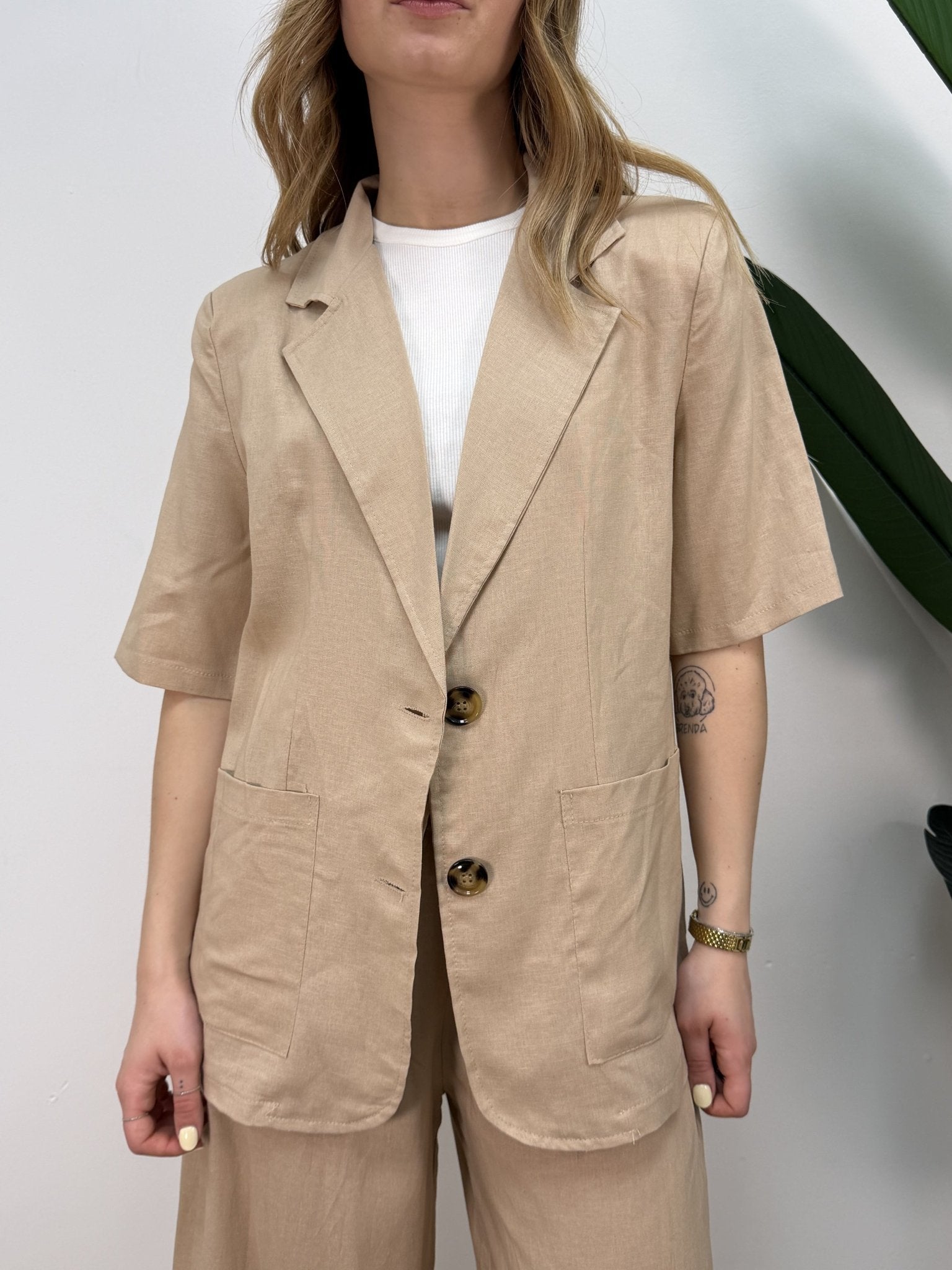 Giacca in lino manica corta con bottoni MyD - GiuGiò | Shop online