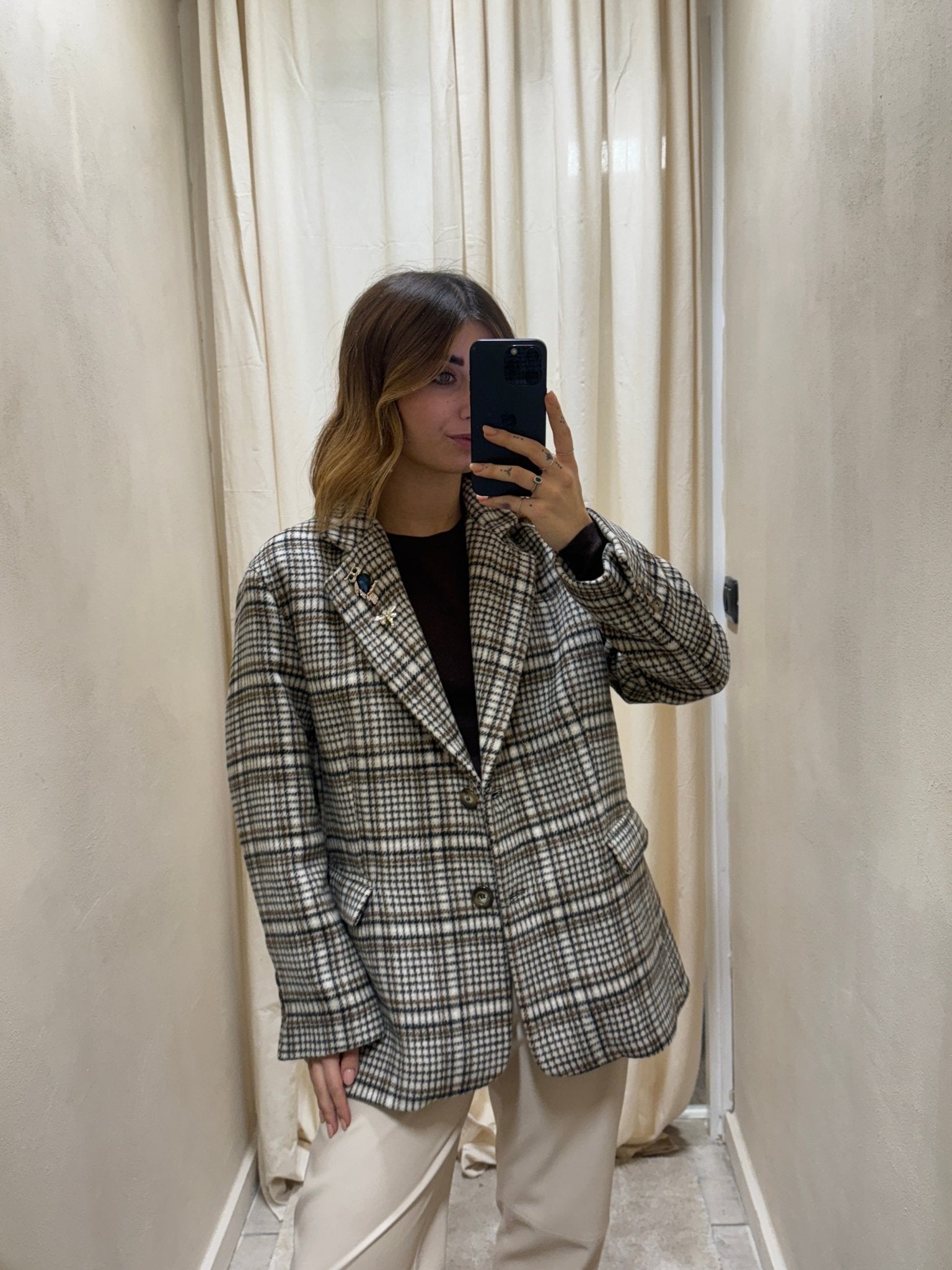 Giacca in panno stampa check con spille Dixie - GiuGiò | Shop online