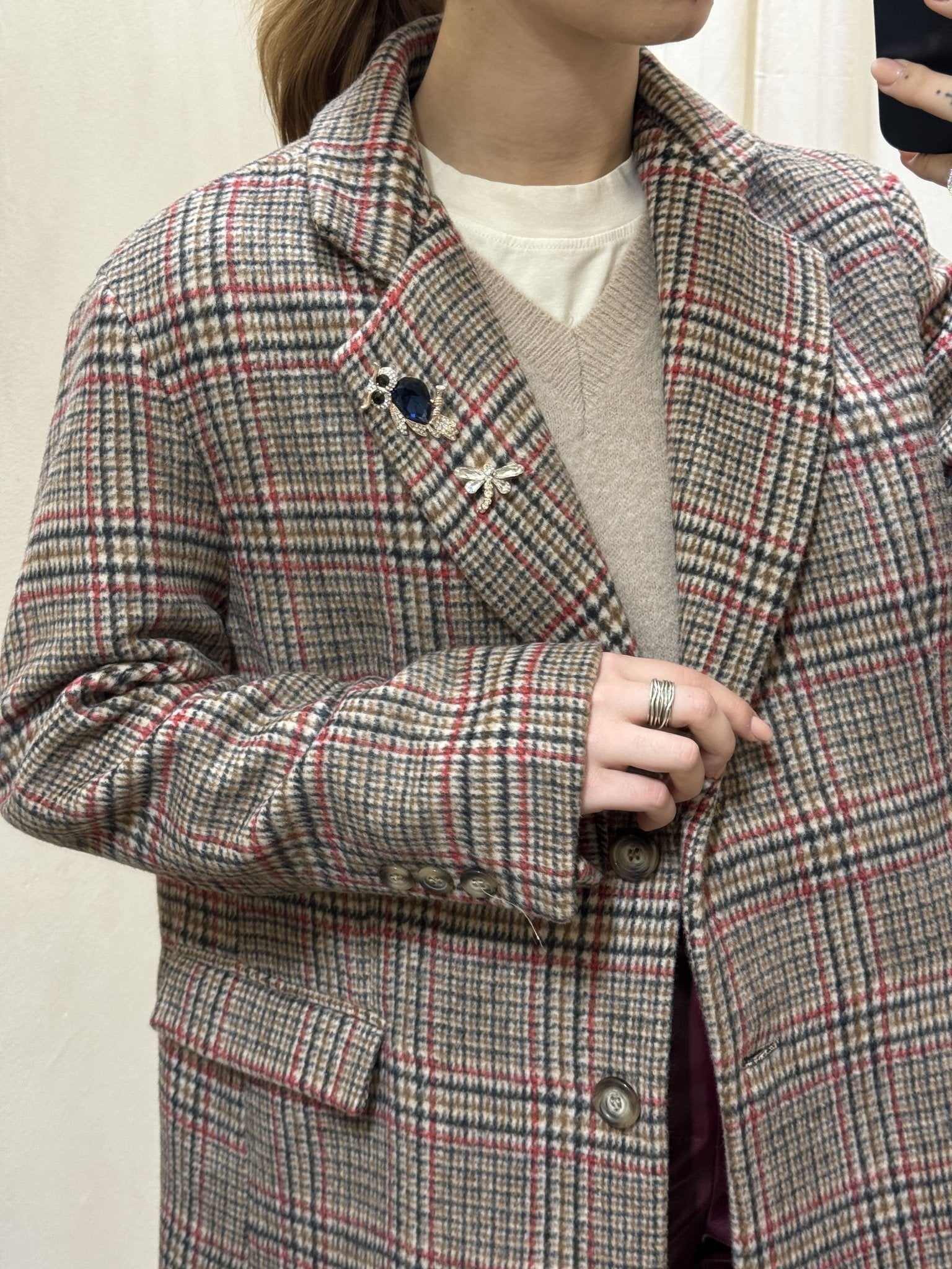 Giacca in panno stampa check con spille Dixie - GiuGiò | Shop online