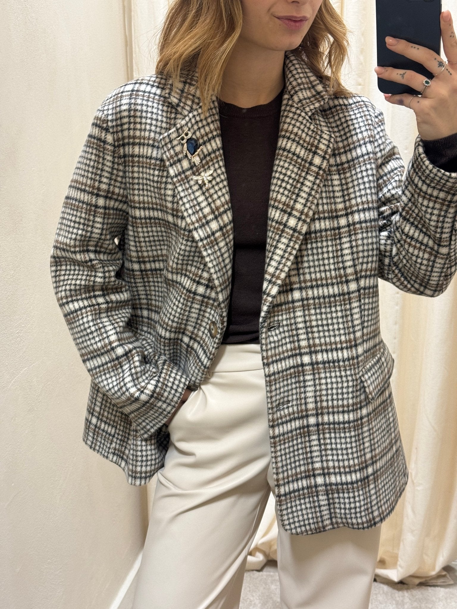 Giacca in panno stampa check con spille Dixie - GiuGiò | Shop online