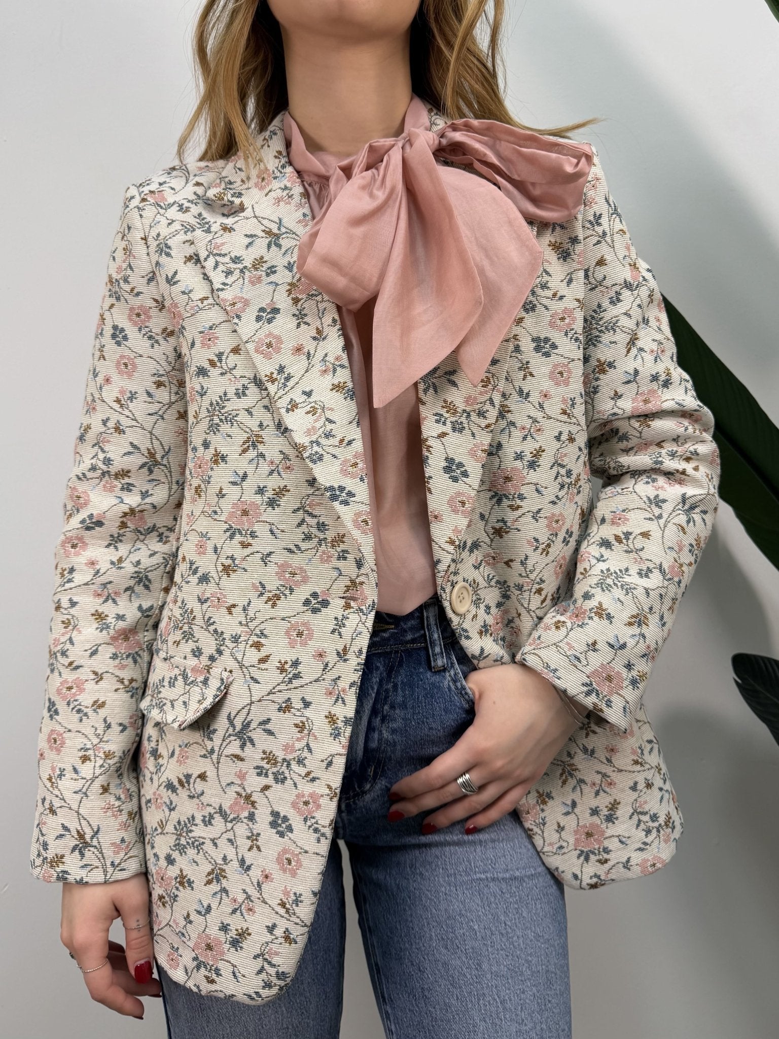 Giacca jacquard stampa fiore MYD - GiuGiò | Shop online