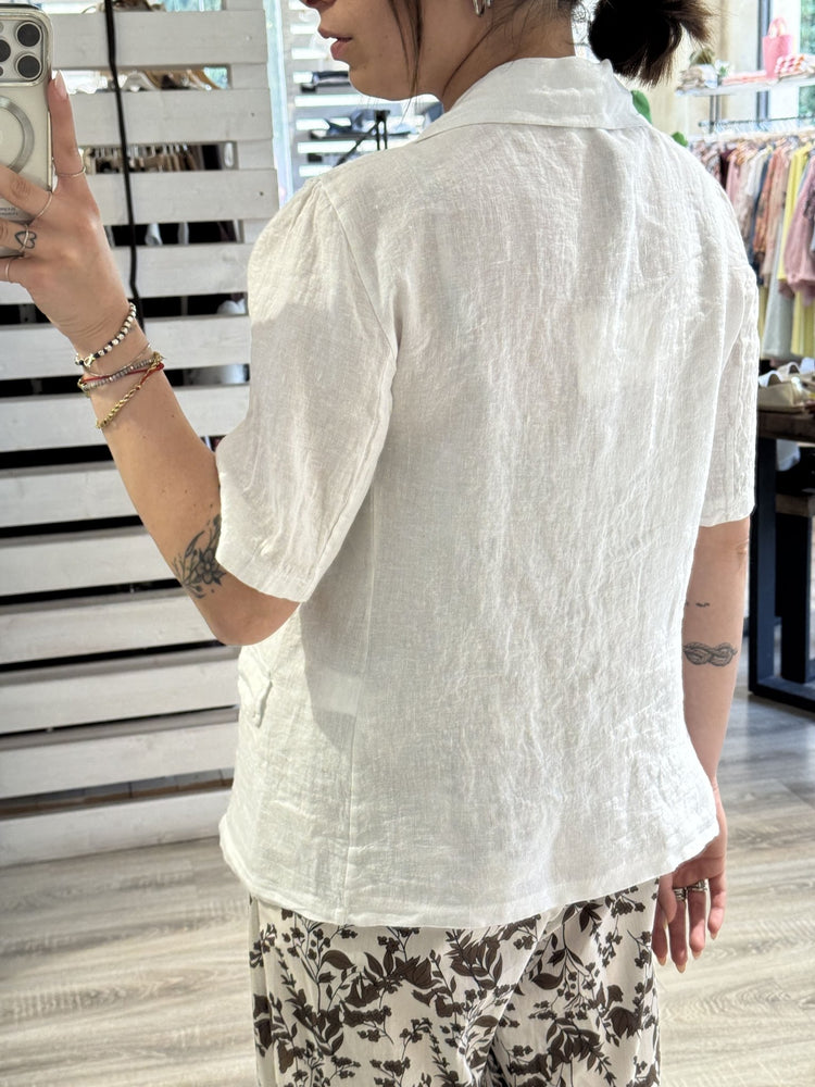 Giacca mezza manica monopetto in lino MyD - GiuGiò | Shop online
