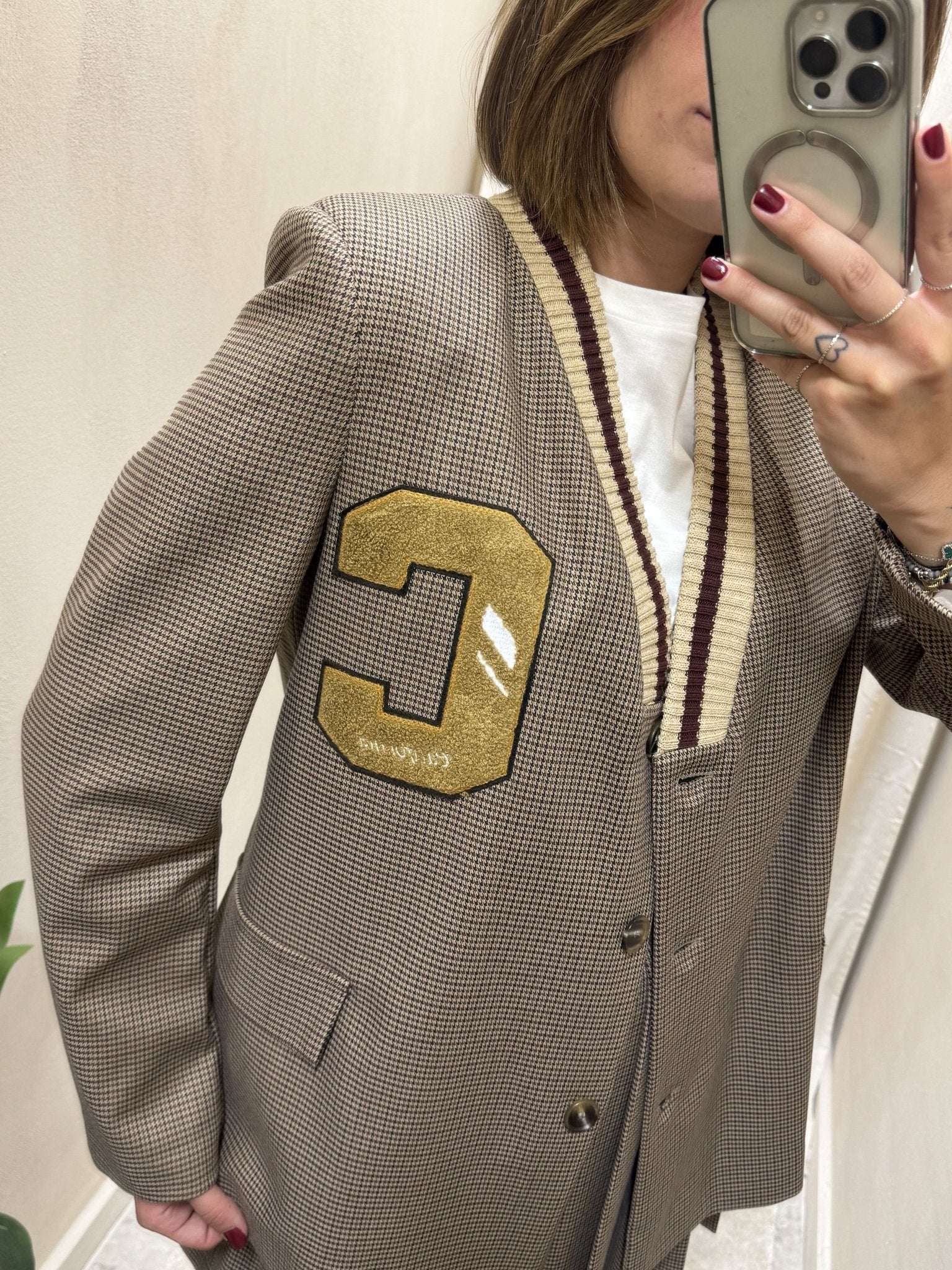 Giacca micro pied de poule con patch Susy Mix - GiuGiò | Shop online