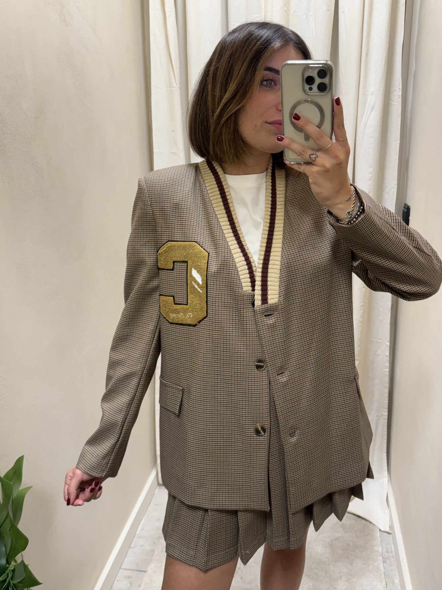 Giacca micro pied de poule con patch Susy Mix - GiuGiò | Shop online