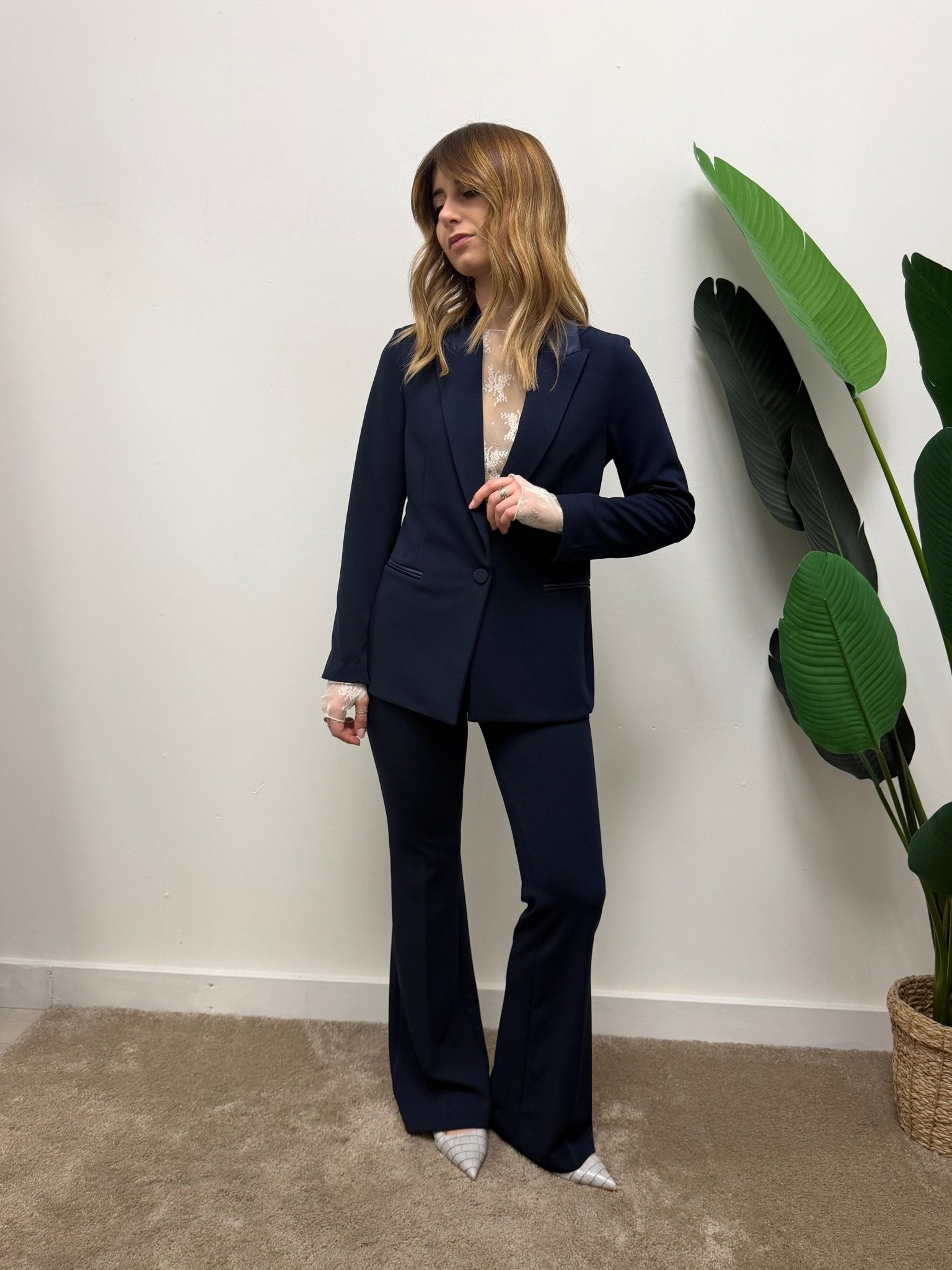 Giacca monopetto in crêpe con dettagli in raso VICOLO - GiuGiò | Shop online