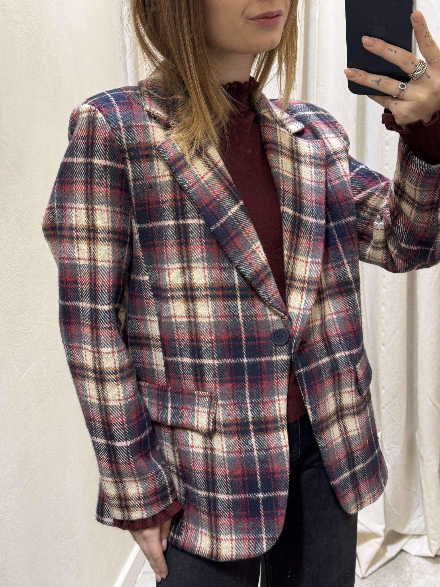 Giacca monopetto in flanella stampa check MyD - GiuGiò | Shop online