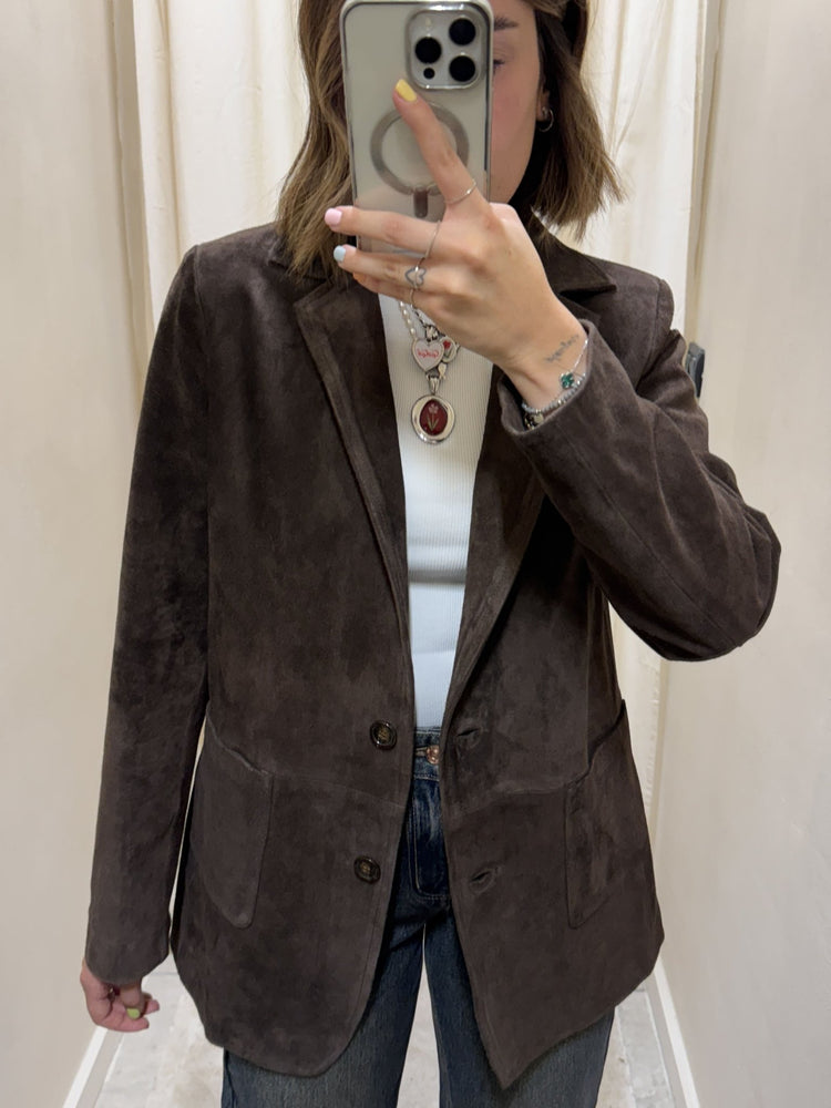 Giacca monopetto in vera pelle scamosciata My - d - GiuGiò | Shop online