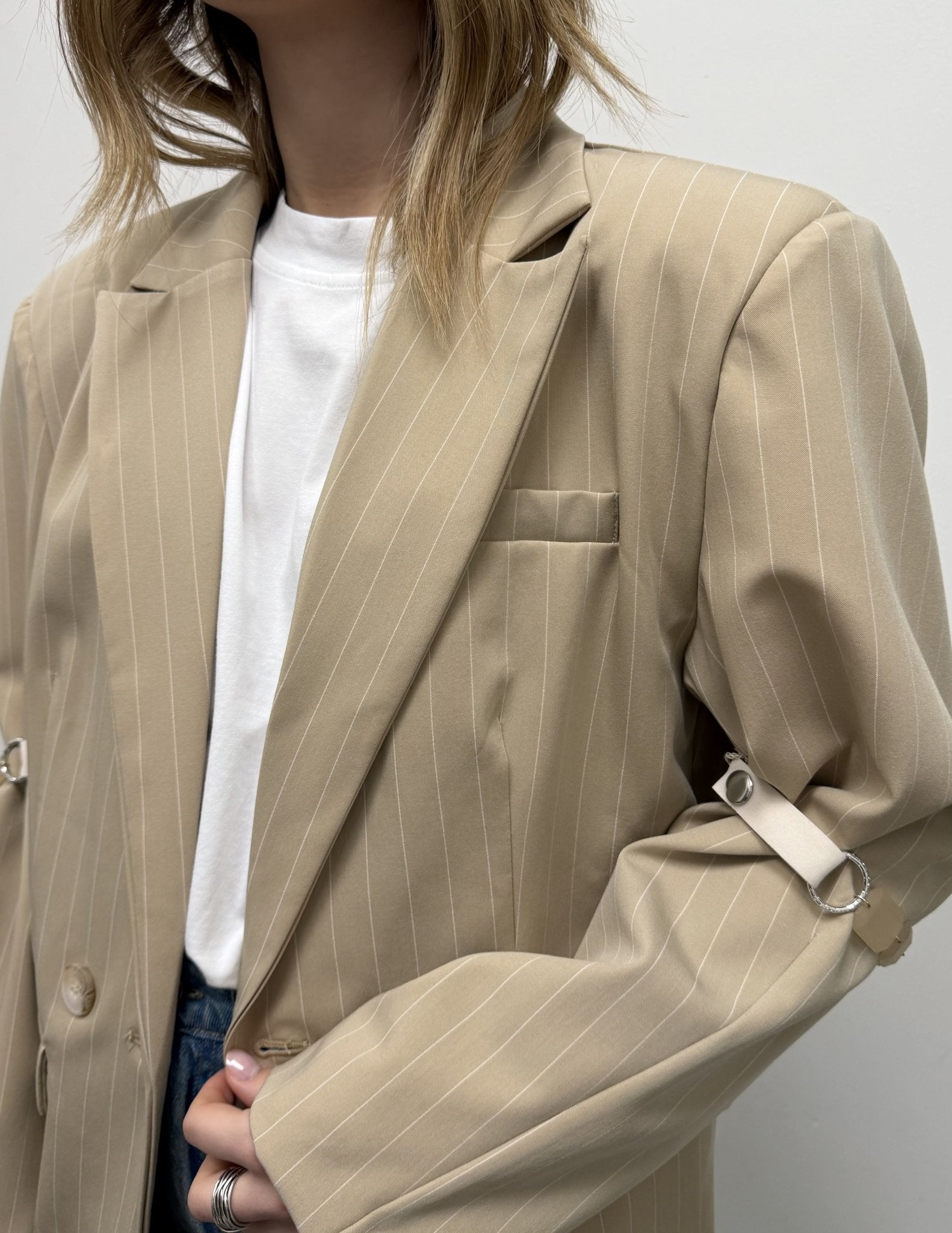 Giacca over gessata con accessorio HaveOne - GiuGiò | Shop online