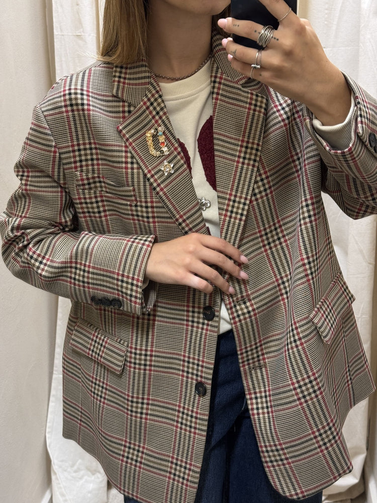 Giacca over in principe di Galles con spille Dixie - GiuGiò | Shop online