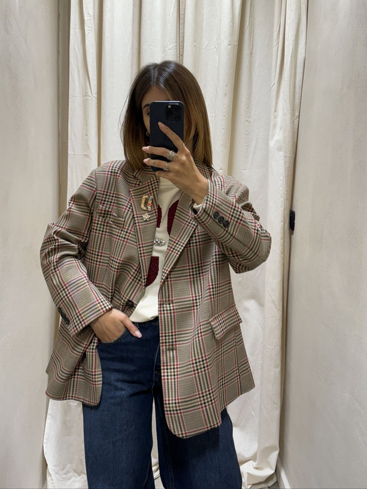 Giacca over in principe di Galles con spille Dixie - GiuGiò | Shop online