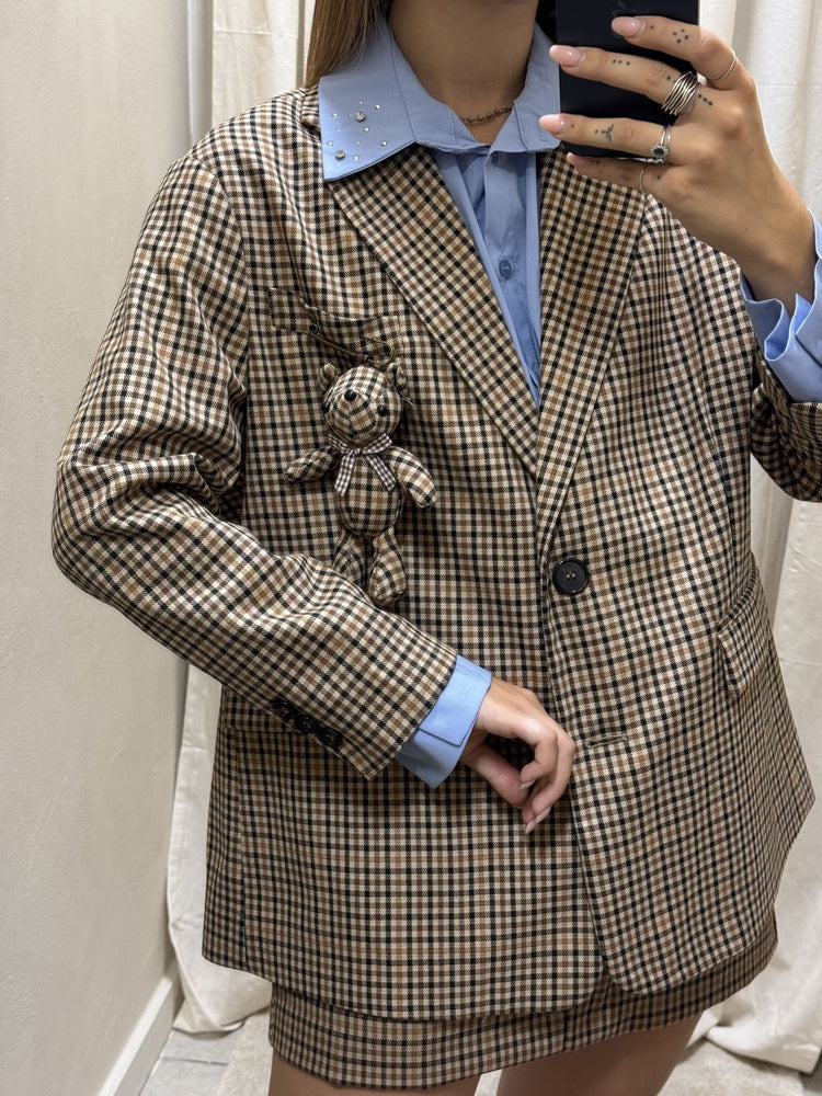 Giacca over micro check con spilla teddy Dixie - GiuGiò | Shop online