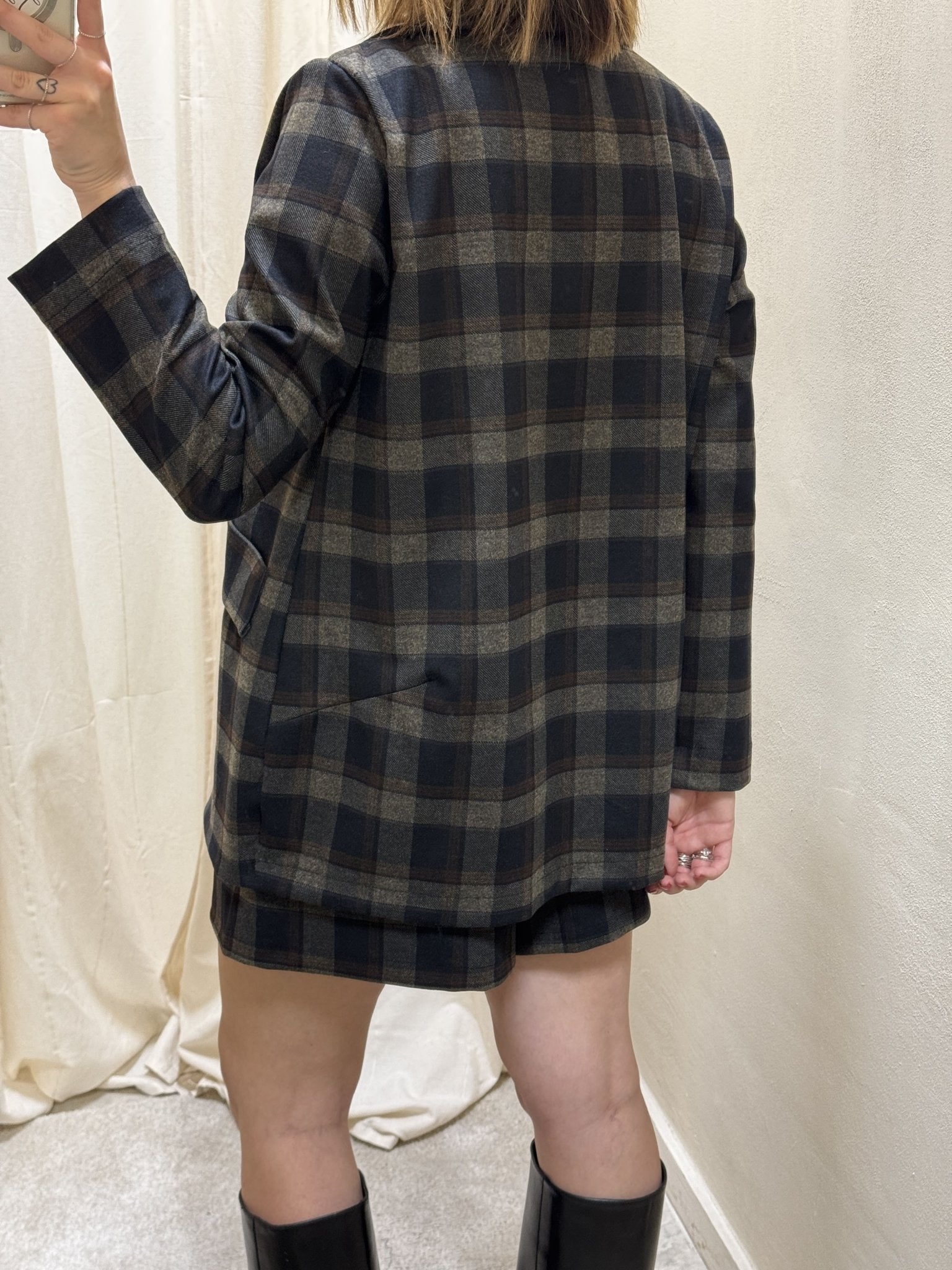 Giacca over stampa check con spille MyD - GiuGiò | Shop online