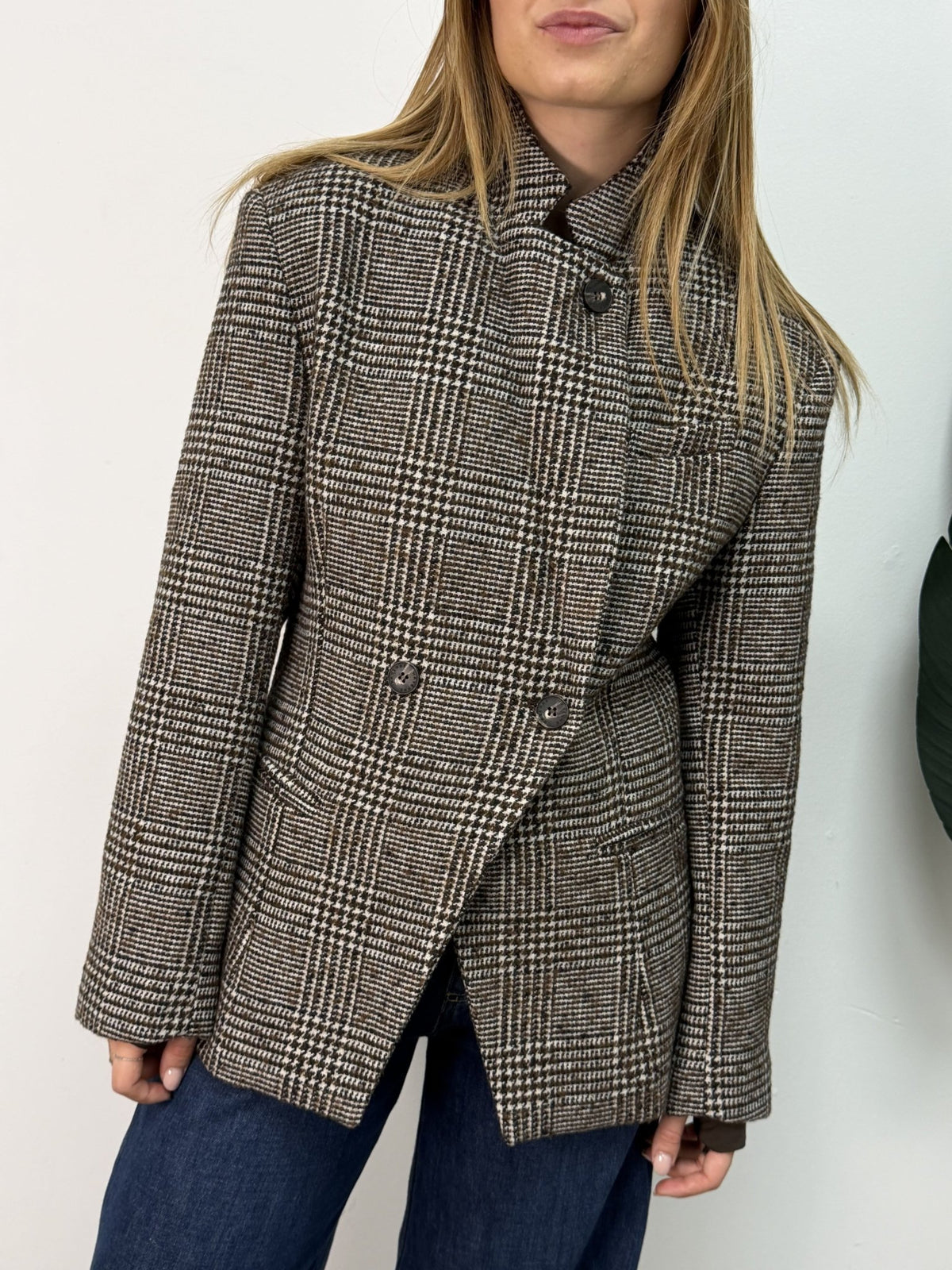 Giacca principe di galles in misto lana con bottone alto HaveOne - GiuGiò | Shop online