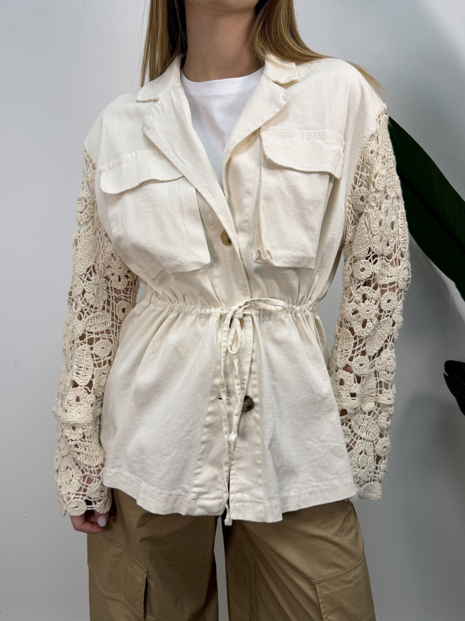 Giacca sahariana maniche in crochet MyD - GiuGiò | Shop online