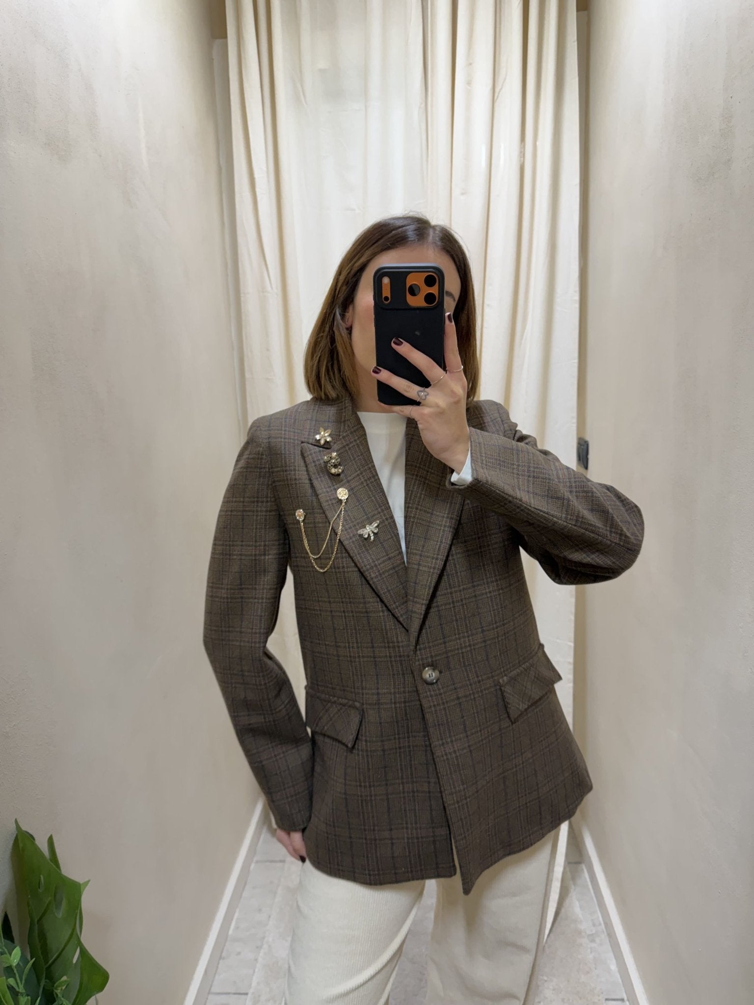 Giacca strutturata in principe di galles con spille Dixie - GiuGiò | Shop online