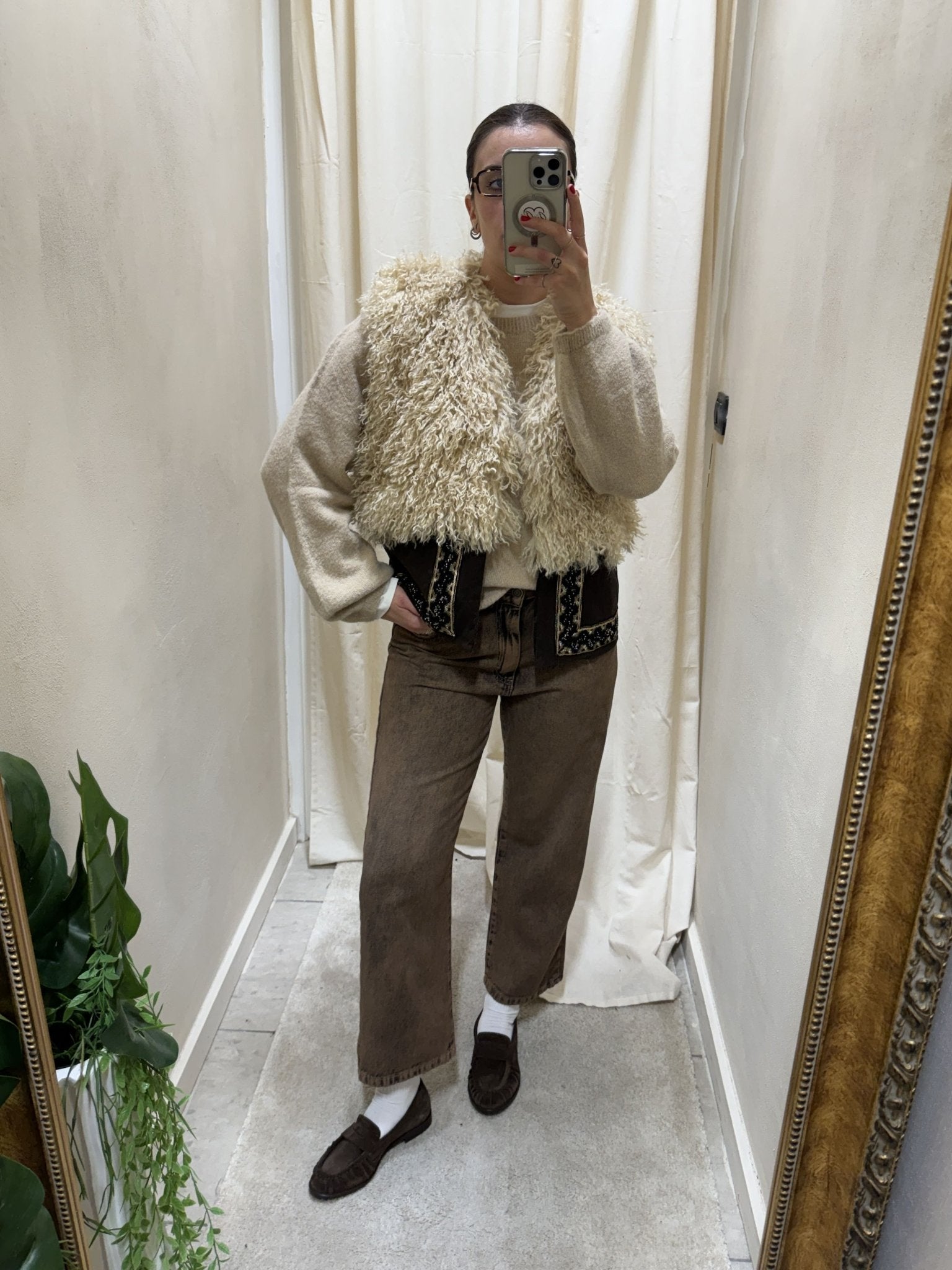 Gilet combinato in eco - mongolia e velluto Tensione In - GiuGiò | Shop online