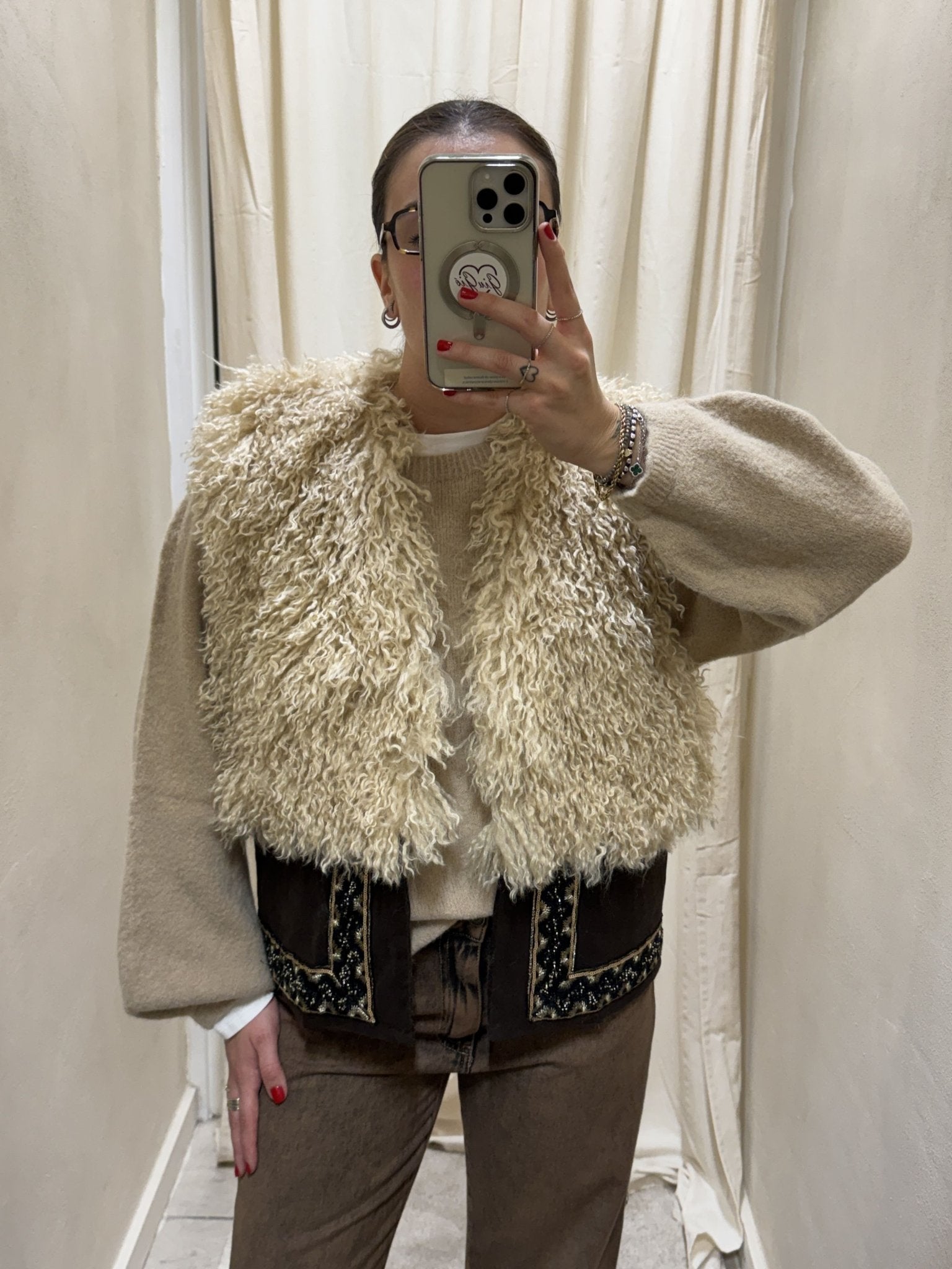 Gilet combinato in eco - mongolia e velluto Tensione In - GiuGiò | Shop online