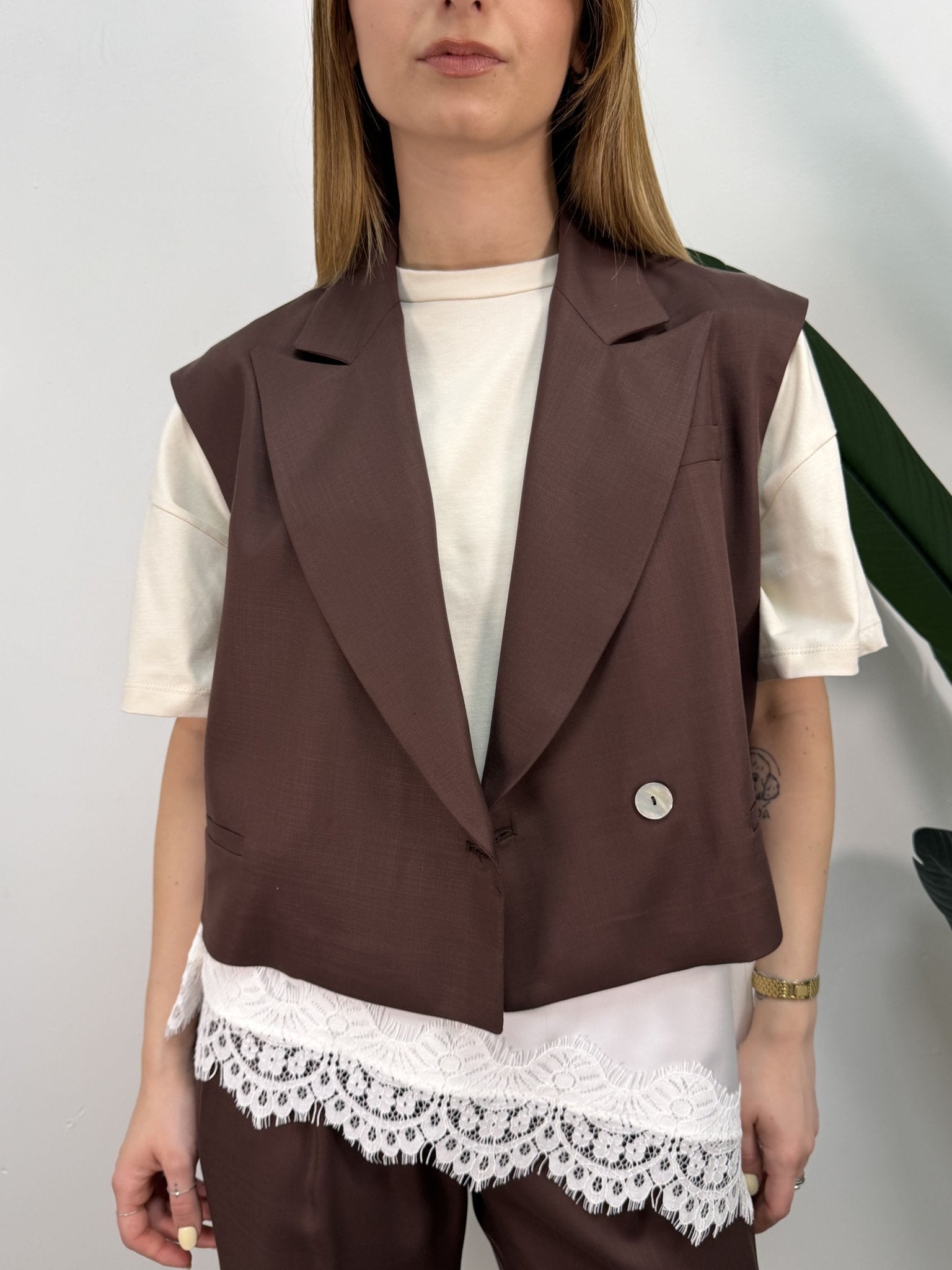 Gilet crop 1 bottone lyocell MyD - GiuGiò | Shop online