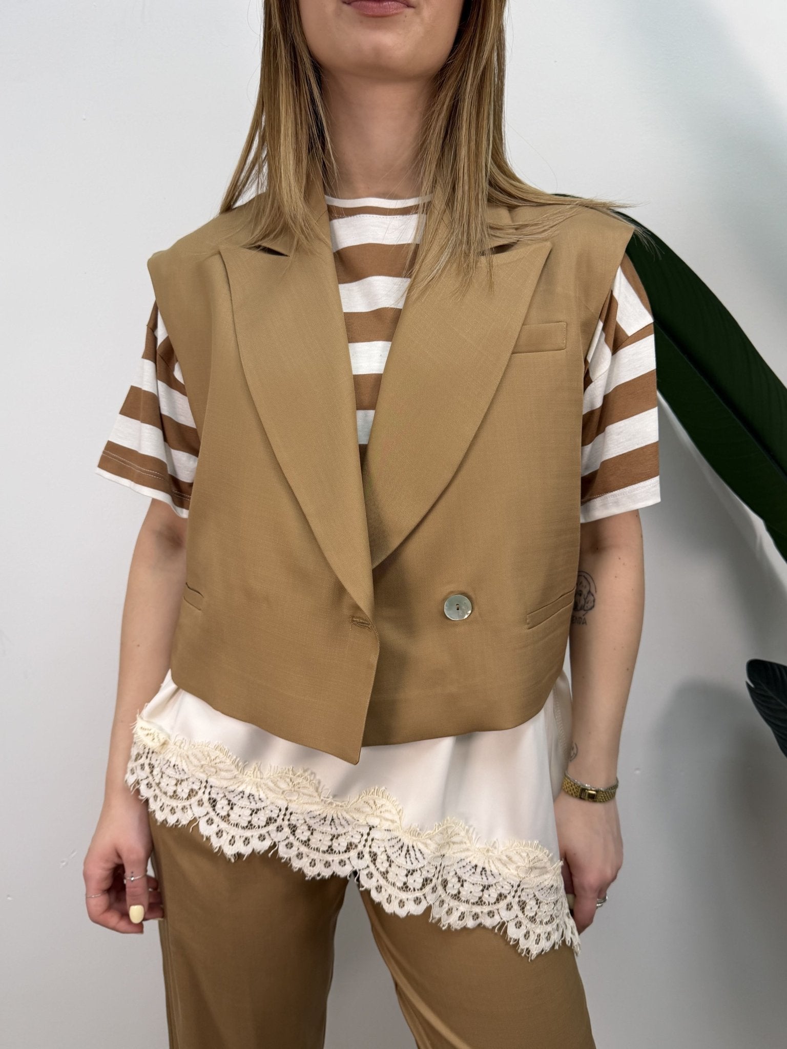Gilet crop 1 bottone lyocell MyD - GiuGiò | Shop online