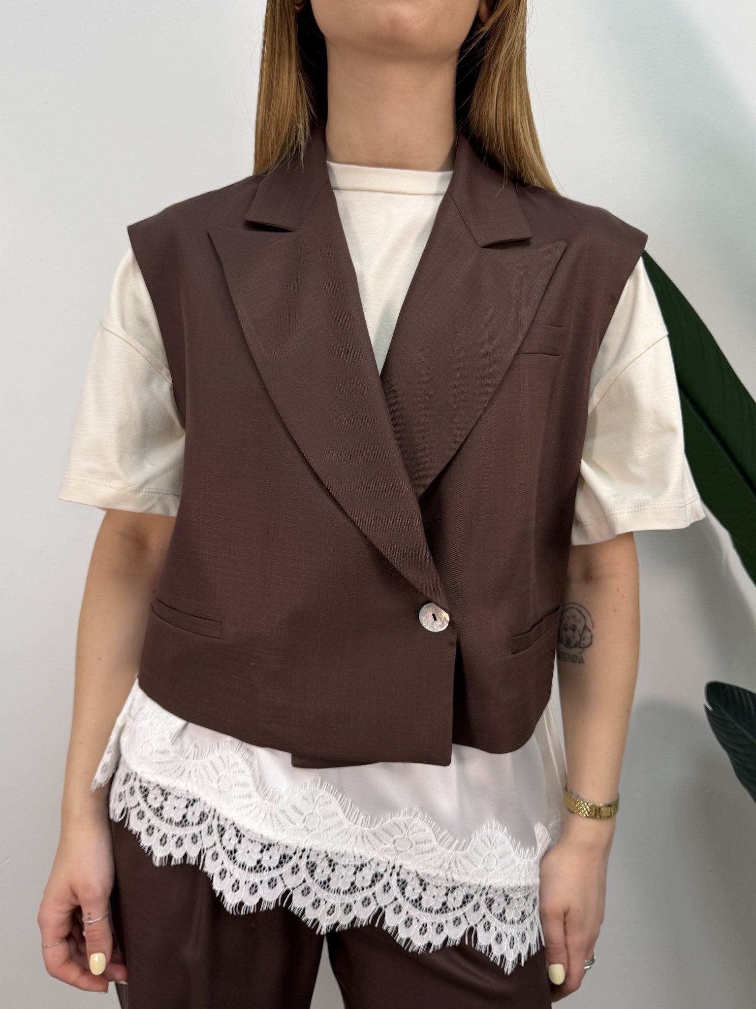 Gilet crop 1 bottone lyocell MyD - GiuGiò | Shop online