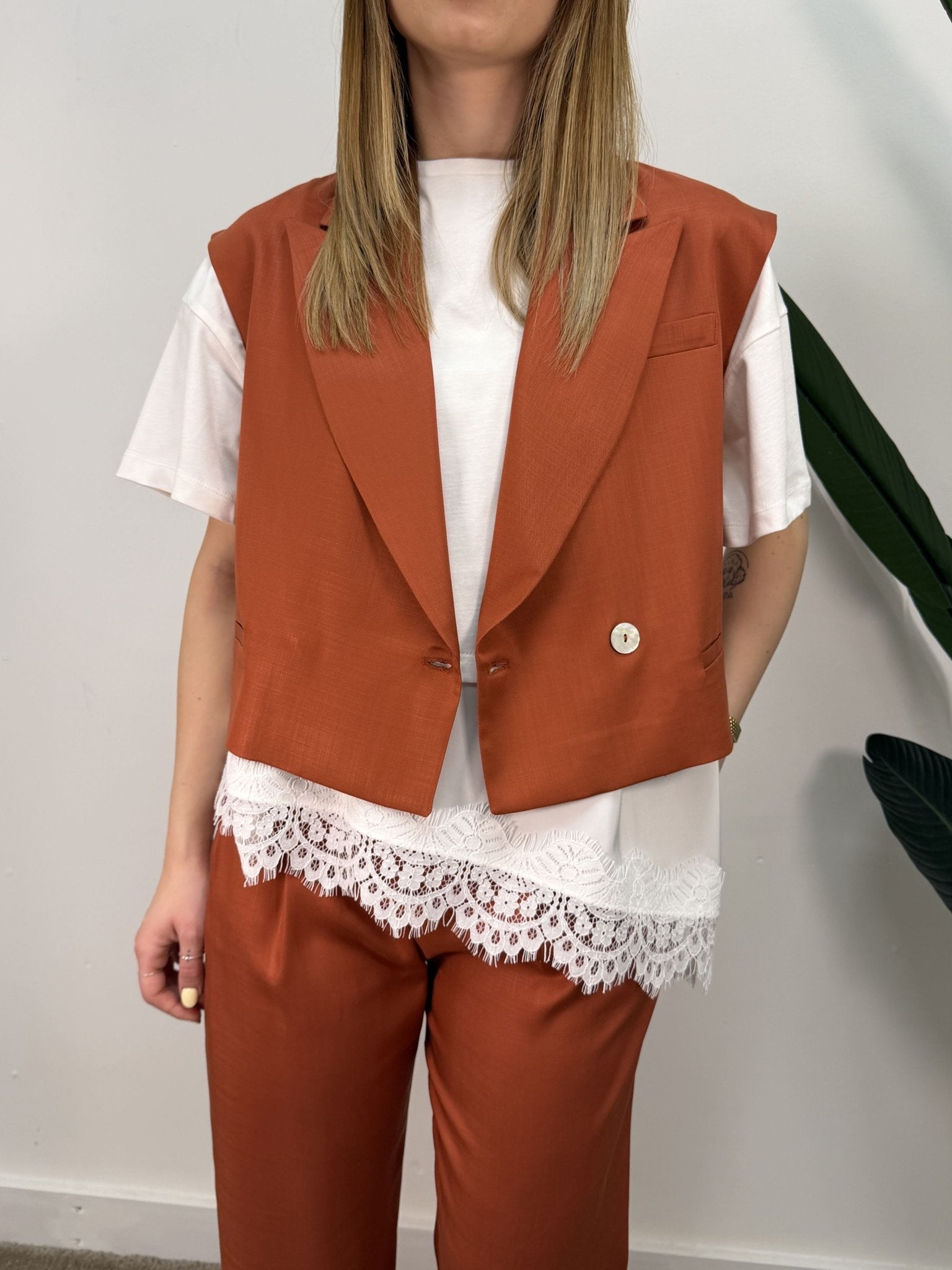 Gilet crop 1 bottone lyocell MyD - GiuGiò | Shop online
