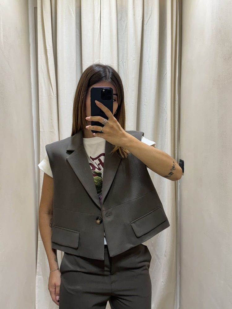 Gilet crop over un bottone Susy Mix - GiuGiò | Shop online