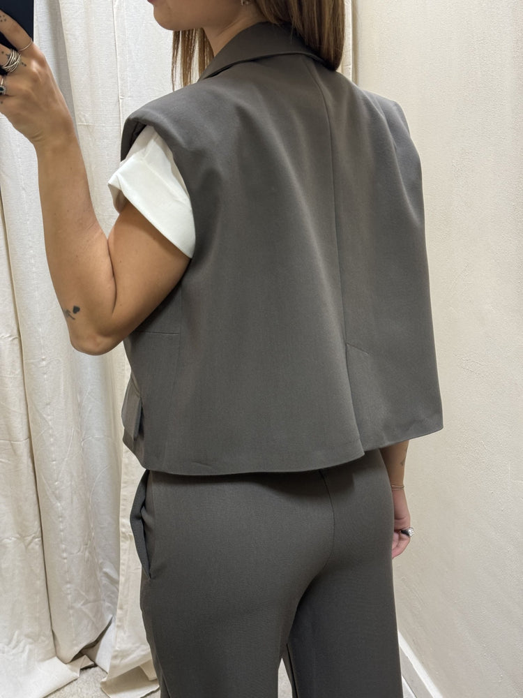 Gilet crop over un bottone Susy Mix - GiuGiò | Shop online