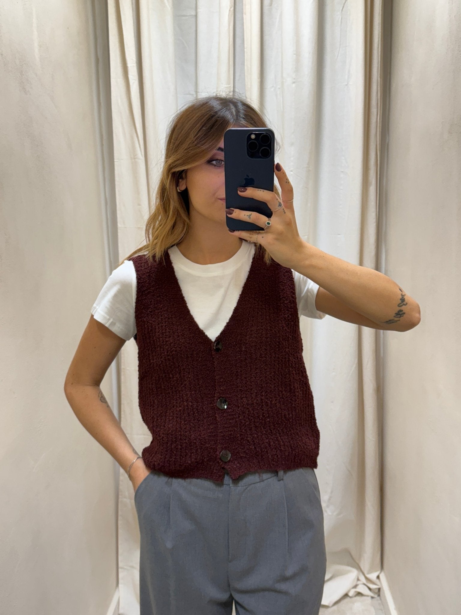Gilet in maglia bouclé un bottone MyD - GiuGiò | Shop online