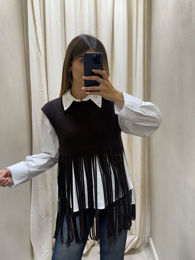 Gilet in maglia con frange lunghe Tensione In - GiuGiò | Shop online