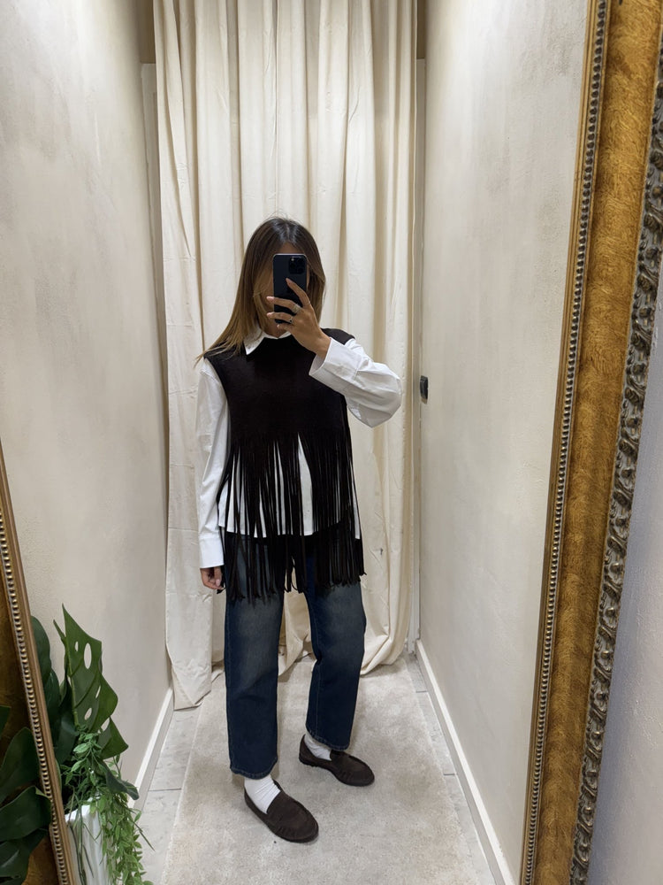 Gilet in maglia con frange lunghe Tensione In - GiuGiò | Shop online