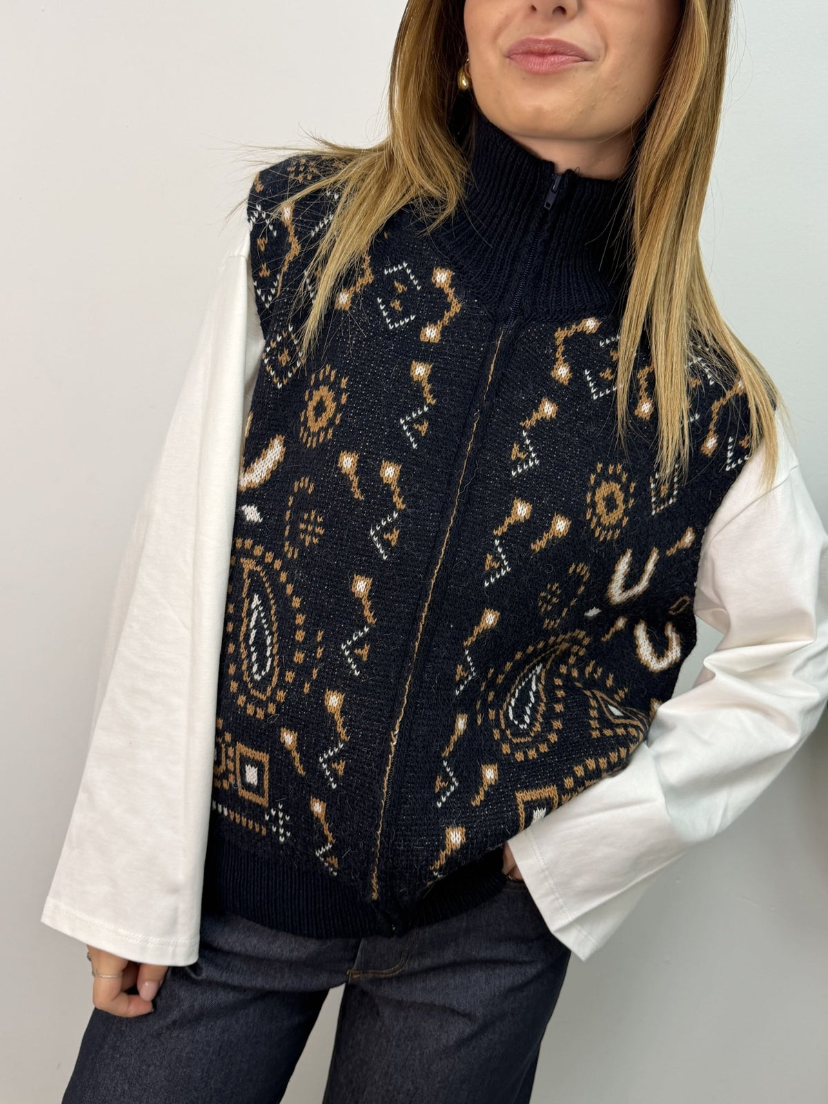 Gilet jacquard bandana MyD - GiuGiò | Shop online