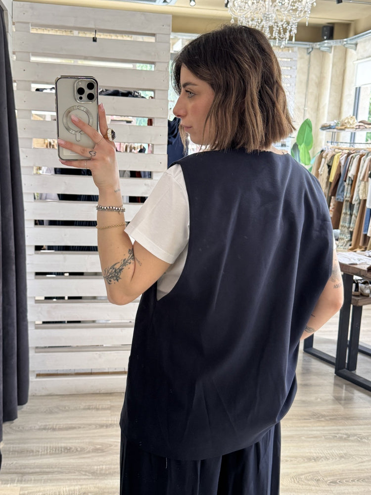 Gilet over scollo V misto viscosa Tensione In - GiuGiò | Shop online