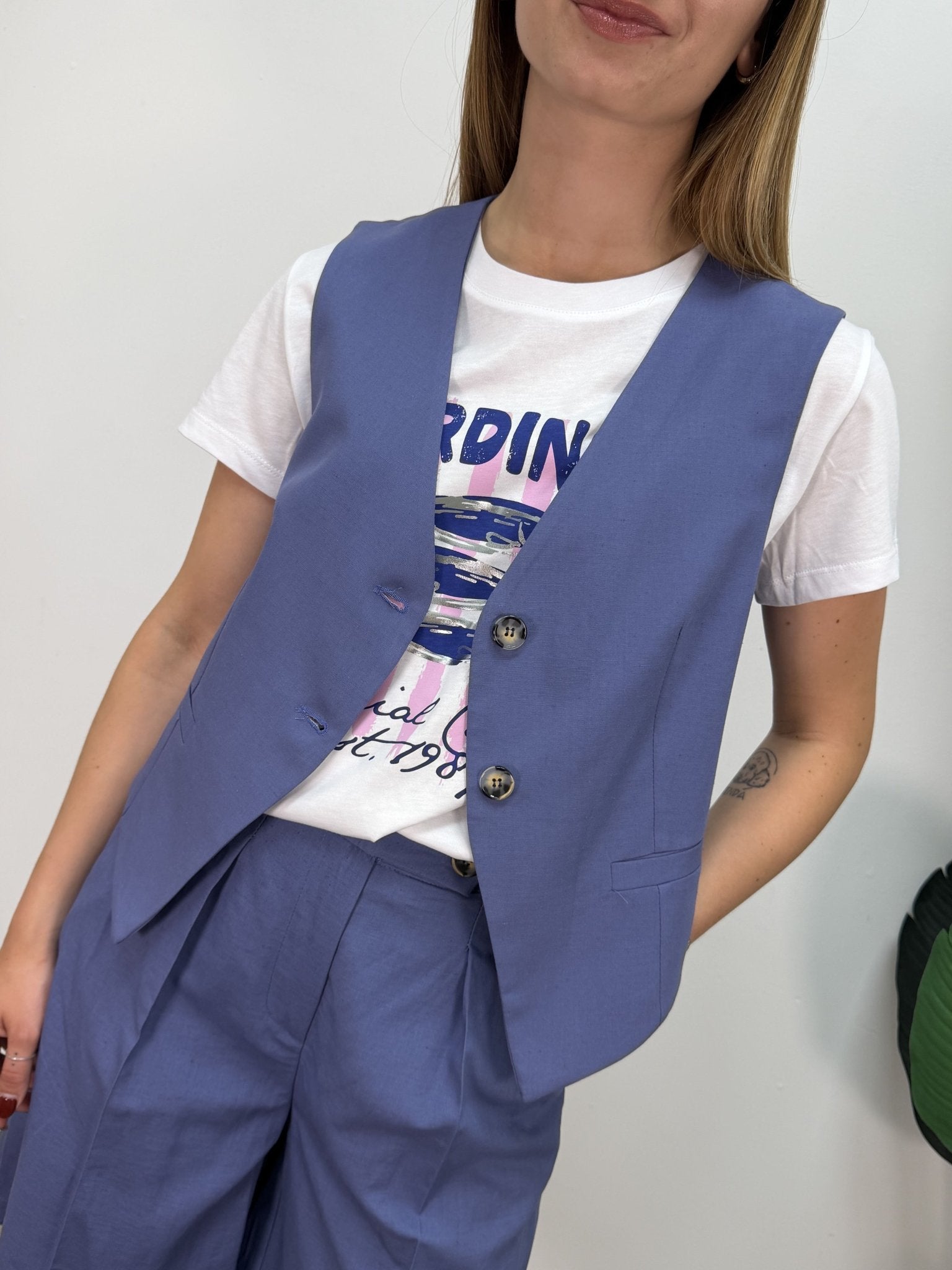 Gilet panciotto misto lino VICOLO - GiuGiò | Shop online